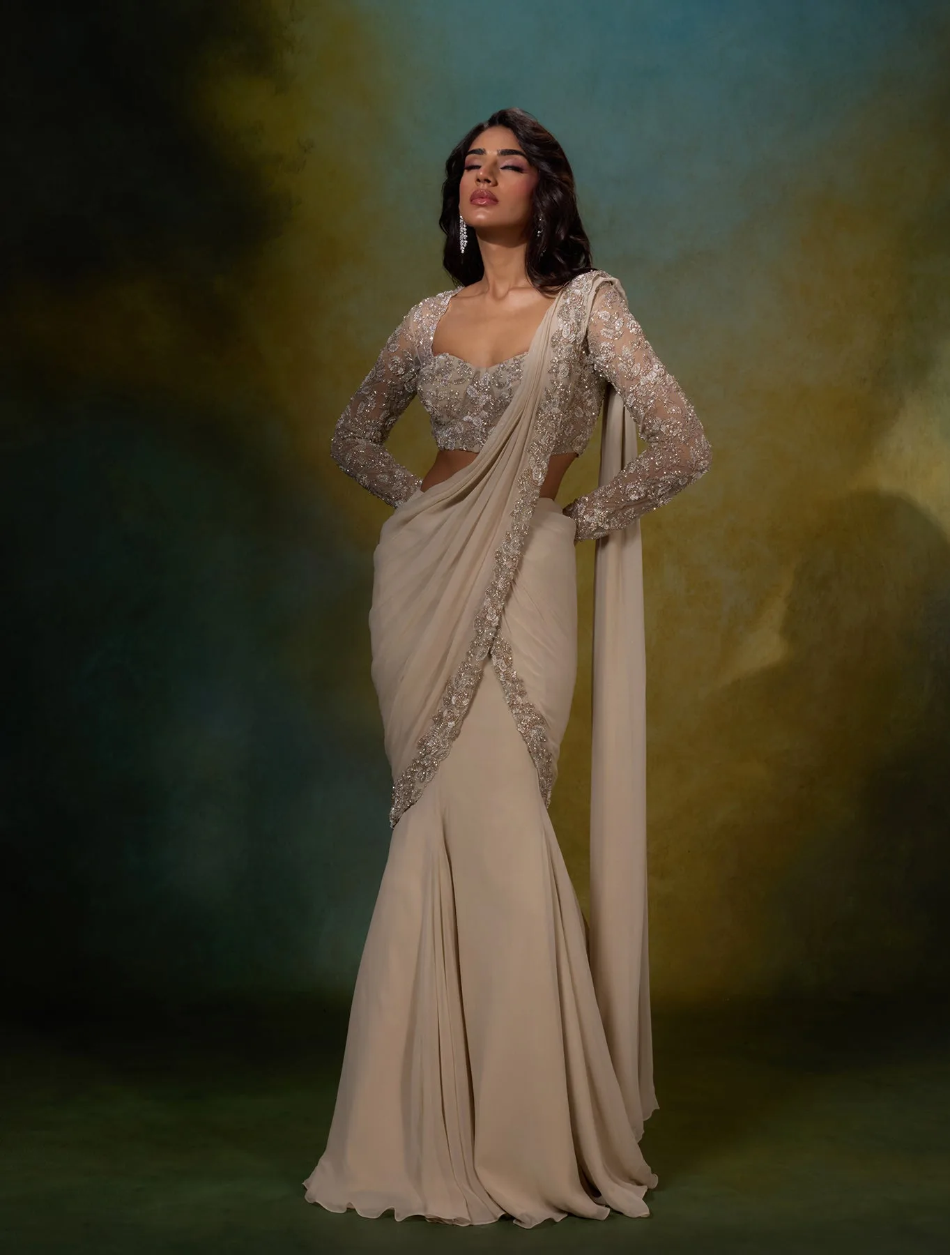 Pera by Shloka Khialani, grey lehenga, view 3