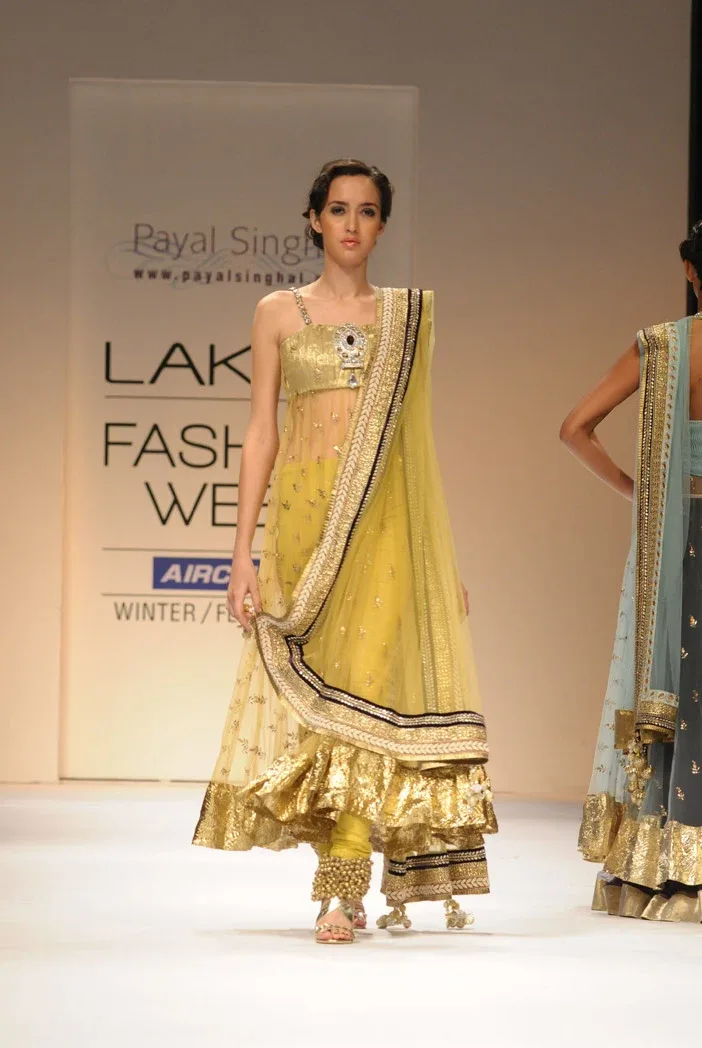 Olive Green Mukaish Kurta with Softnet Churidar by Payal Singhal