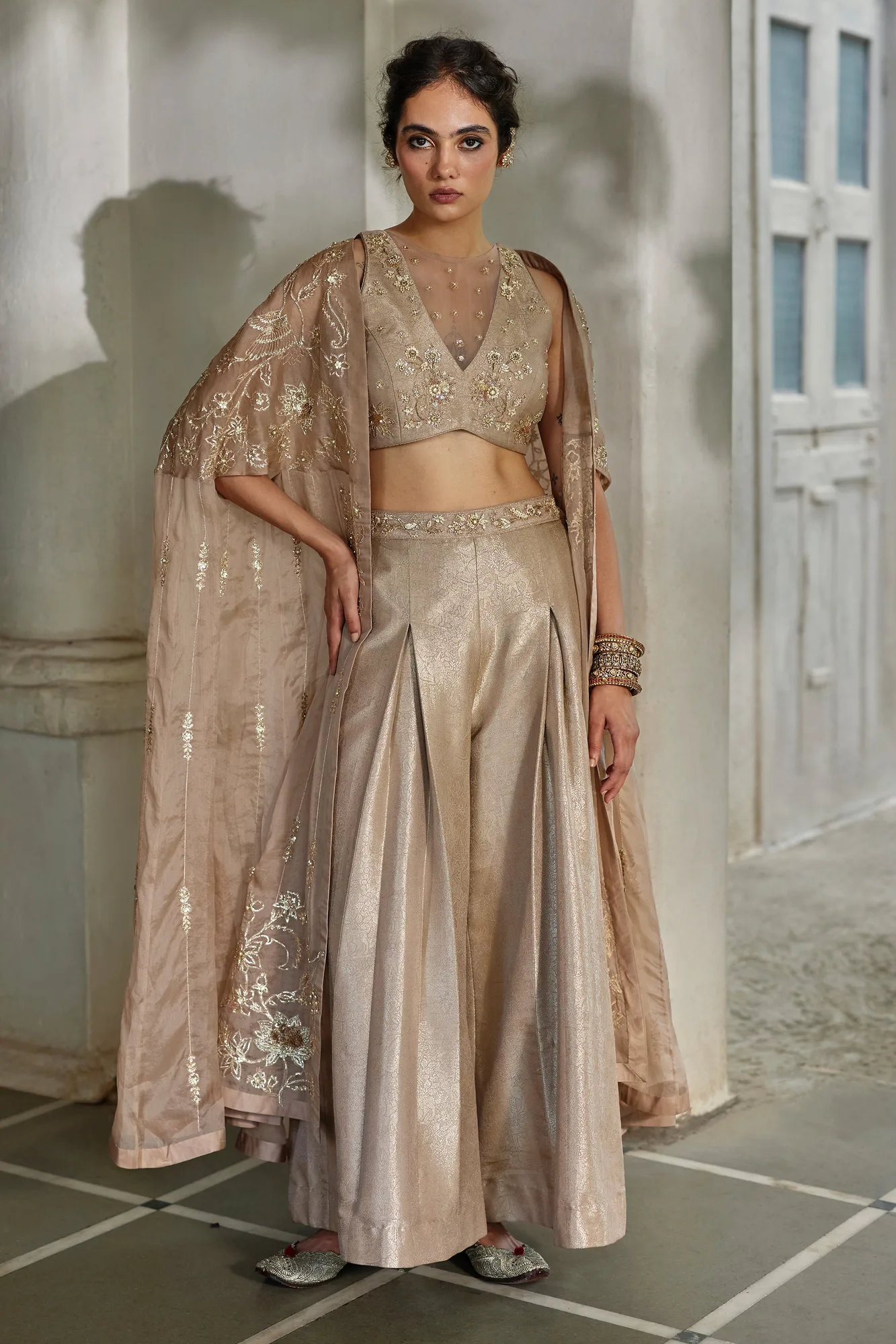 Lyra Cape Trouser Set by Paulmi And Harsh, cape set