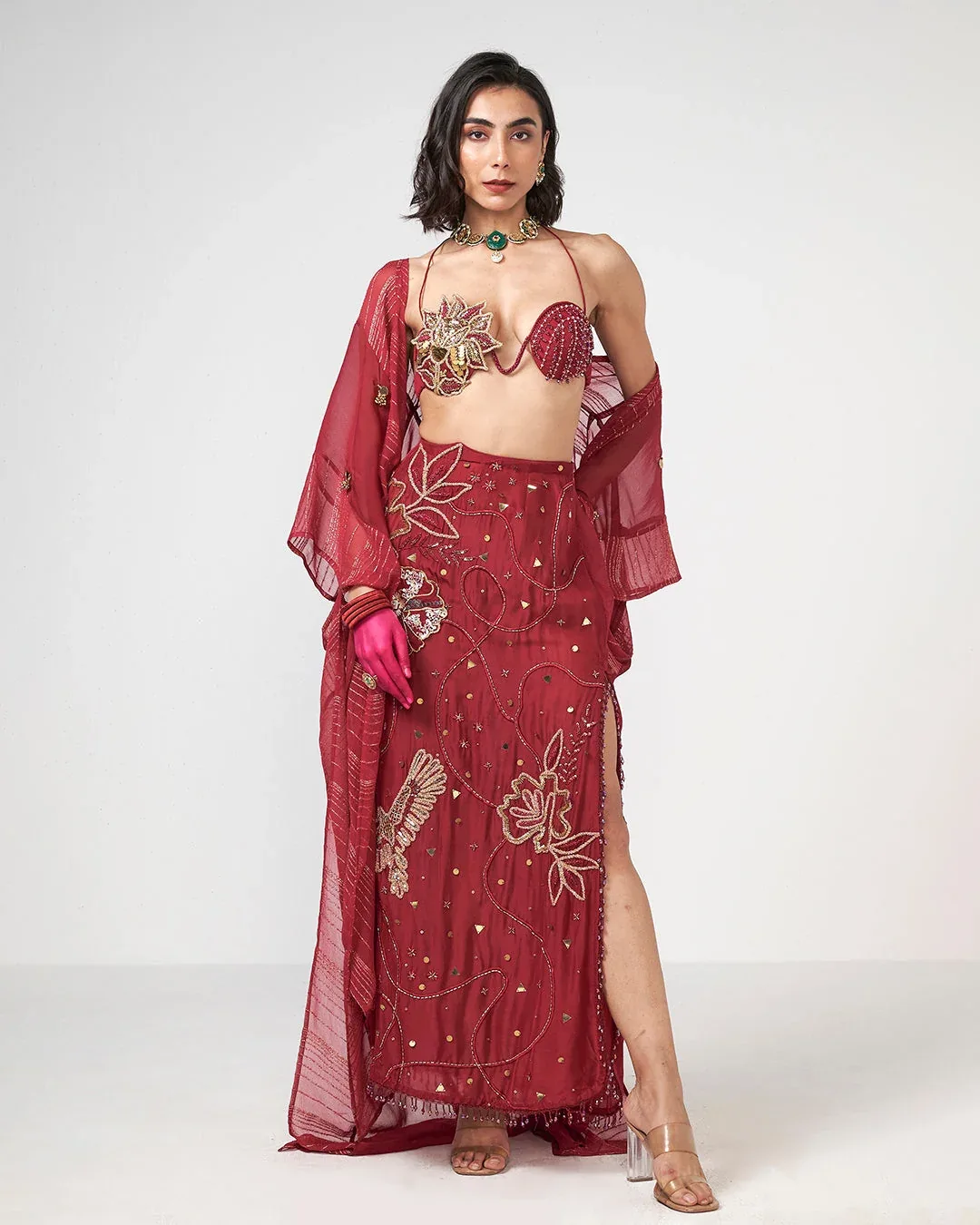 Cherry Mehbooba Set by Rishi and Vibhuti