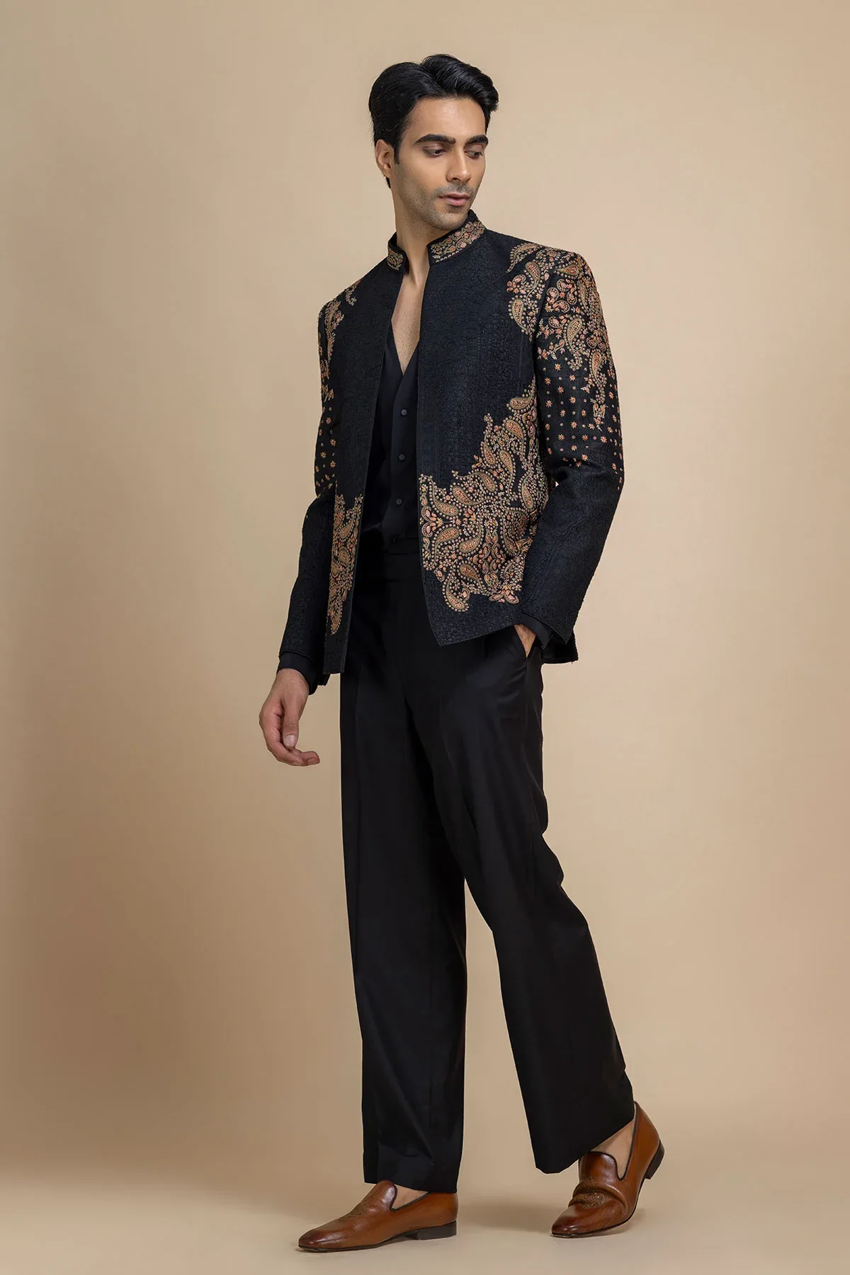 Kaashnoir Jacket, Shirt & Pant Set by Dolly J