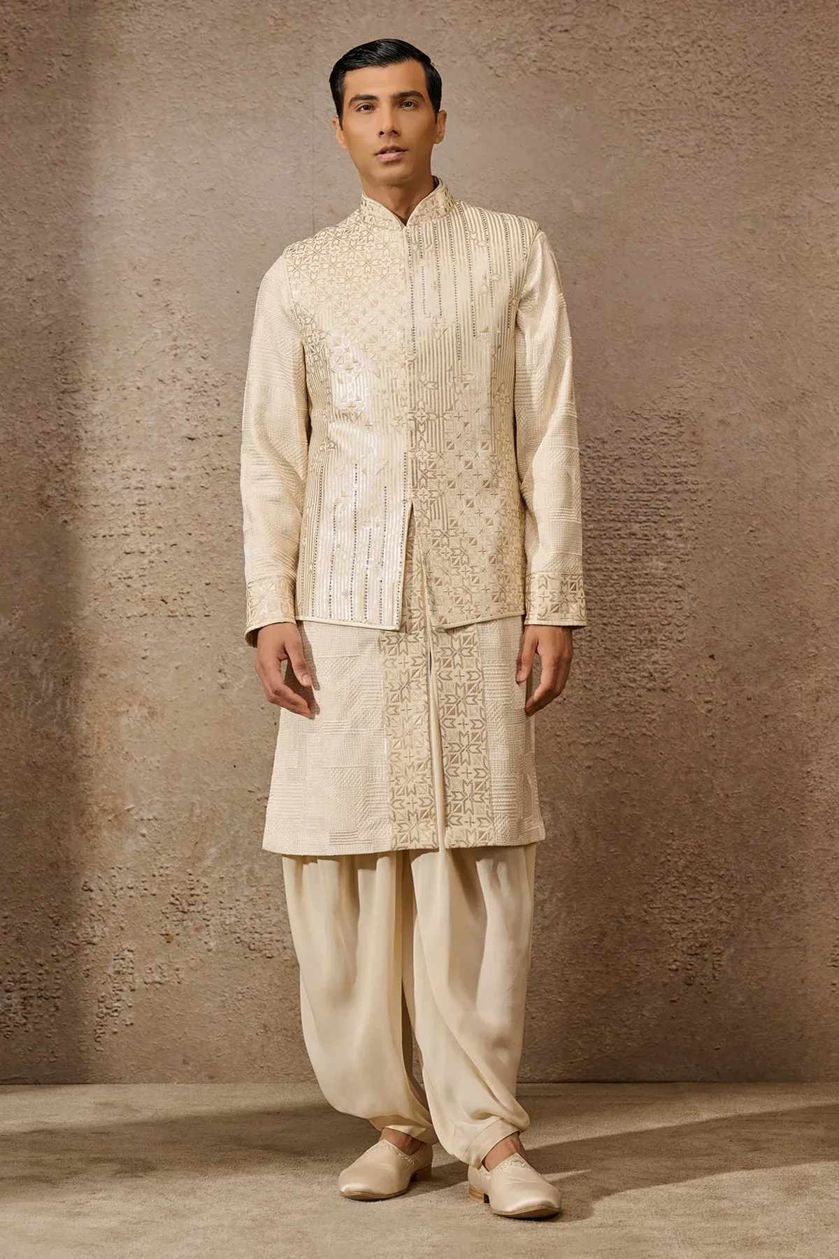 Chikankari Waistcoat Set by Tarun Tahiliani