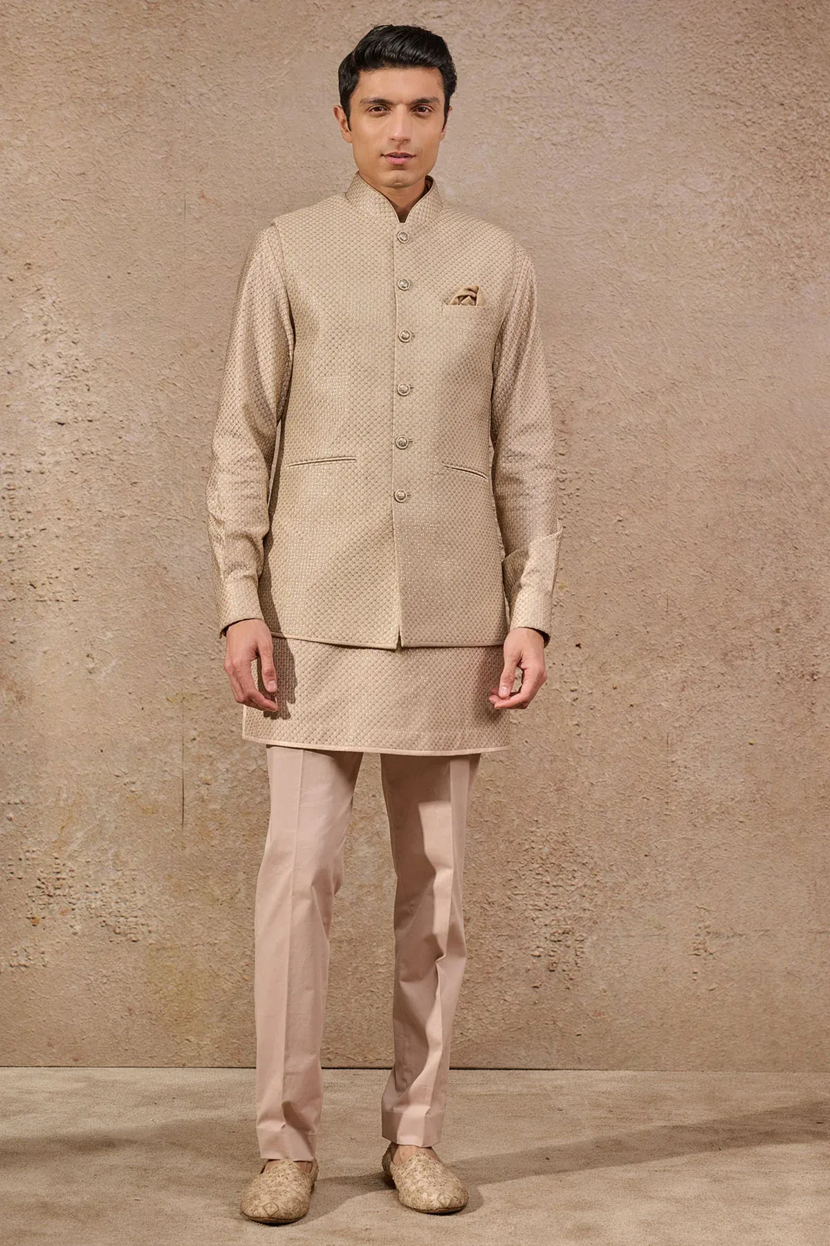Languid Summer Classic Textured Waistcoat by Tarun Tahiliani