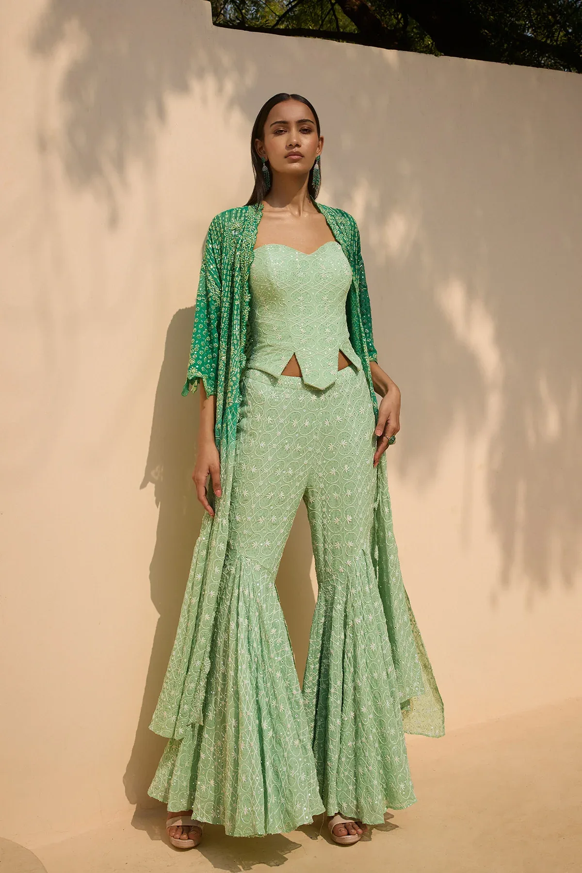 Sage Reverie Corset, Cape & Pant Set by Dolly J