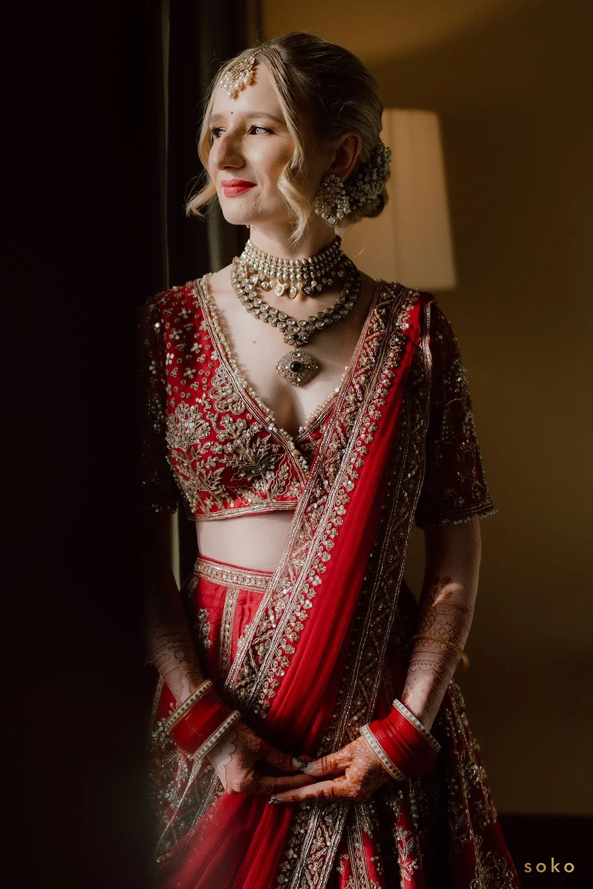 Abbey Orsler in Moga Lehenga Set by Ridhi Mehra