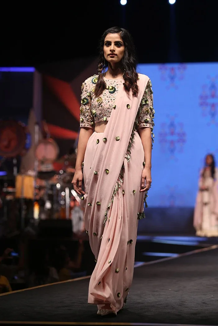 Aleyna Rose Pink Georgette Choli and Saree by Payal Singhal