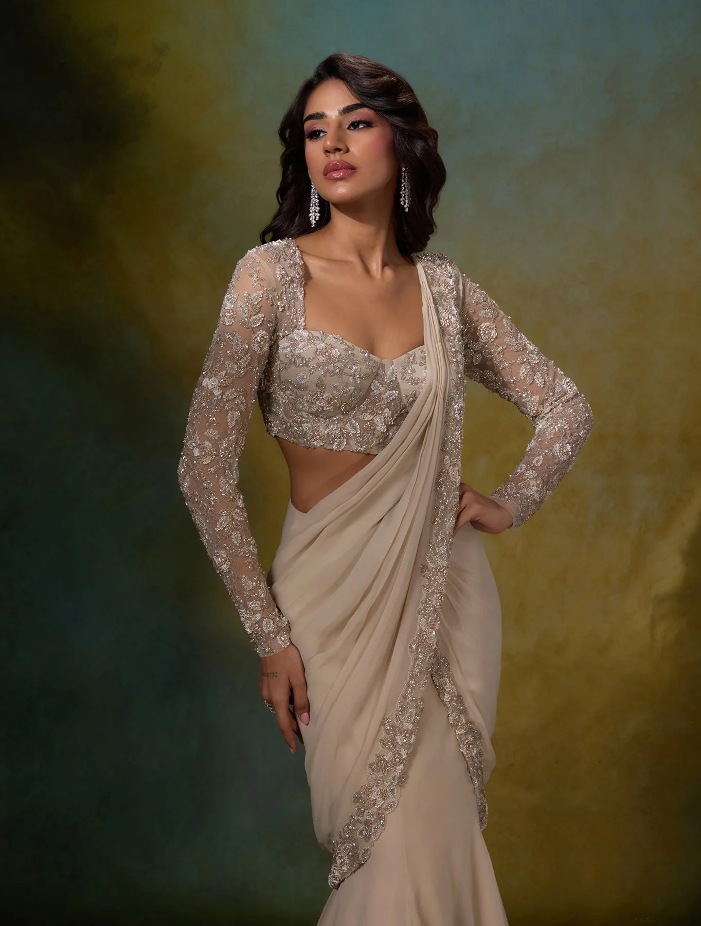 Pera by Shloka Khialani, grey lehenga, view 2