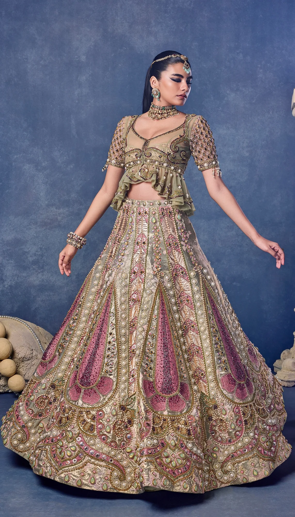 Madonna In Bloom - Full Lehenga Set by Papa Don't Preach, view 2