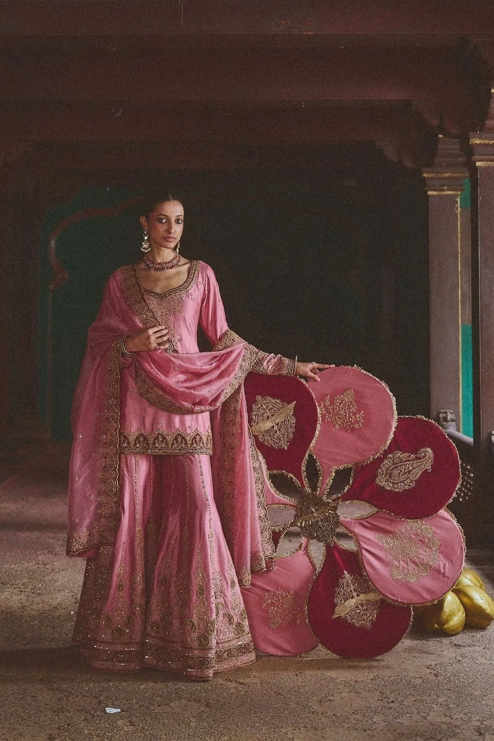 Nakshi Sharara Set by Jigar Mali in lilac
