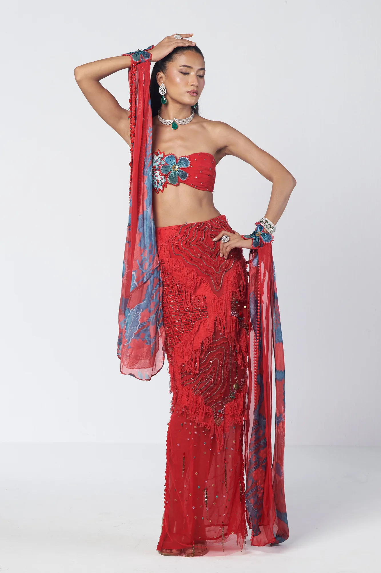 Scarlet Mehbooba Set by Rishi and Vibhuti, view 4