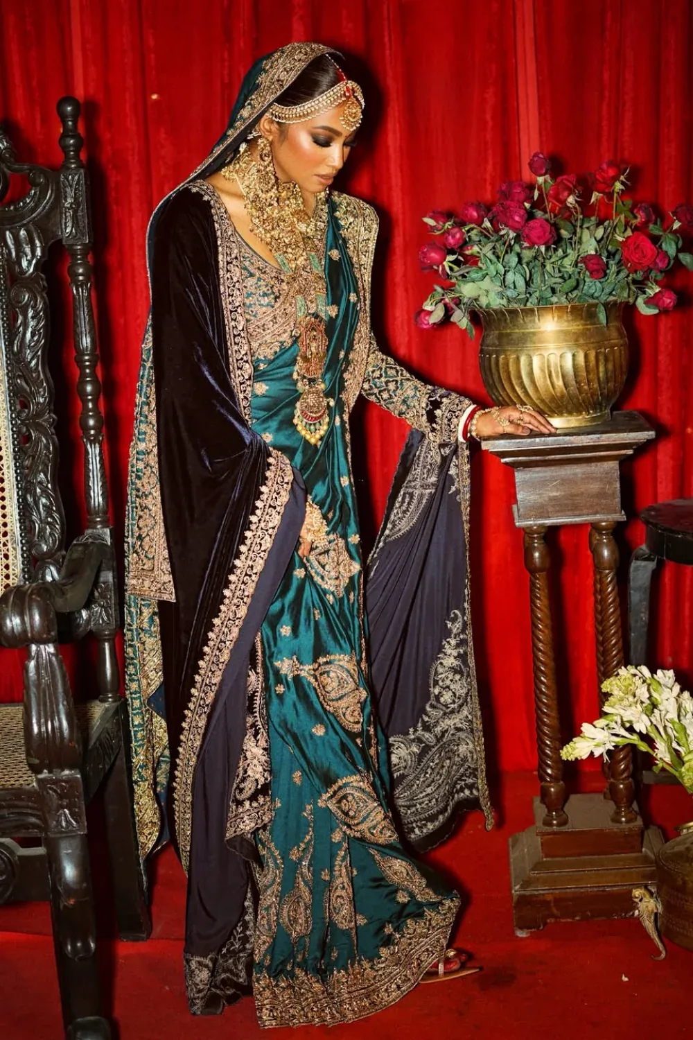 Srijita Ghosh in Teal Blue Saree Set by Jigar Mali