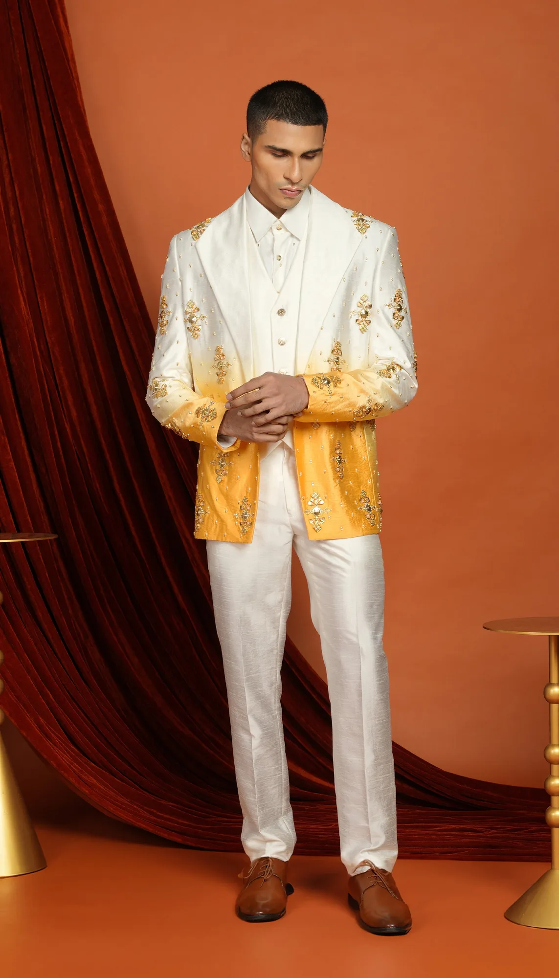 Kai - yellow ombré blazer set by Papa Don't Preach, yellow jacket, view 3