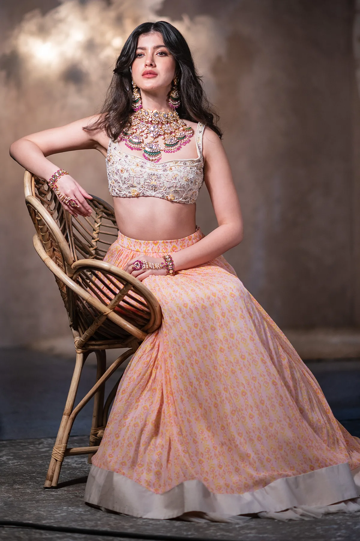 Shanaya Kapoor Sherita by Ridhi Mehra, ivory lehenga
