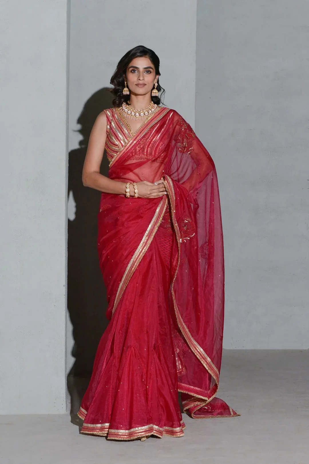 Crimson Lush Saree by Rishi and Vibhuti