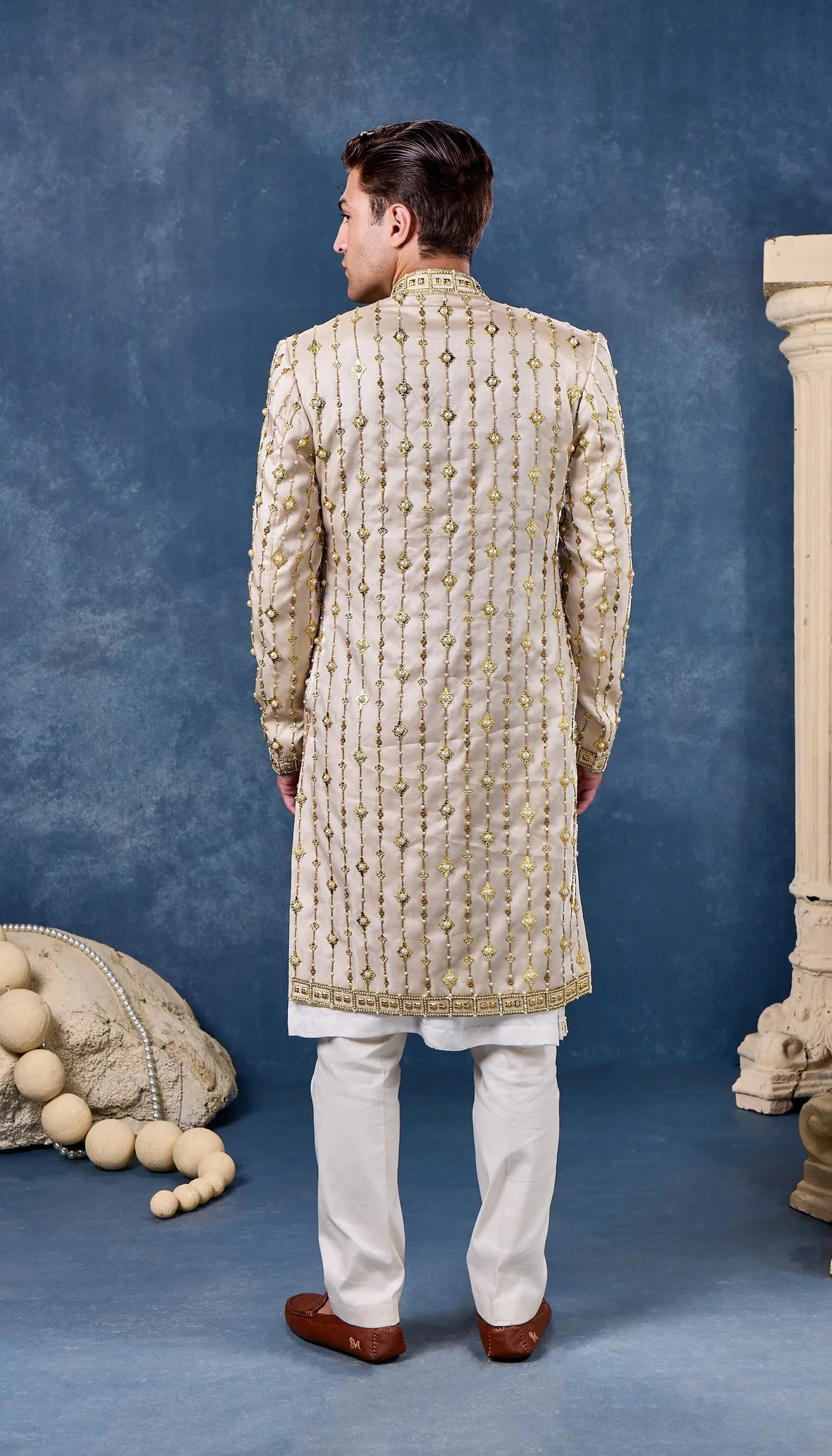Gilded Ivory - Sherwani Set by Papa Don't Preach, view 3