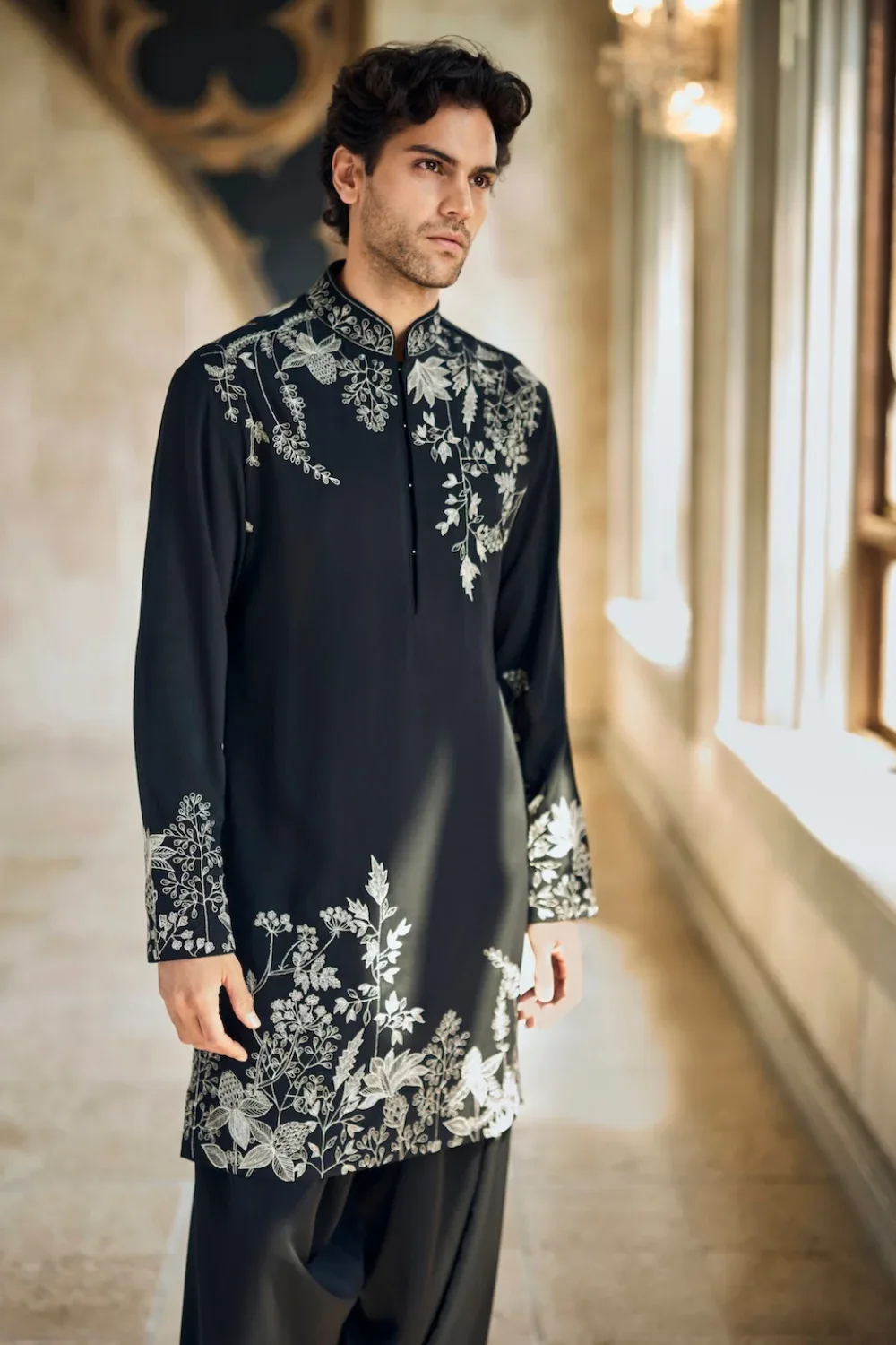 Black & Silver Kurta Set by Seema Gujral