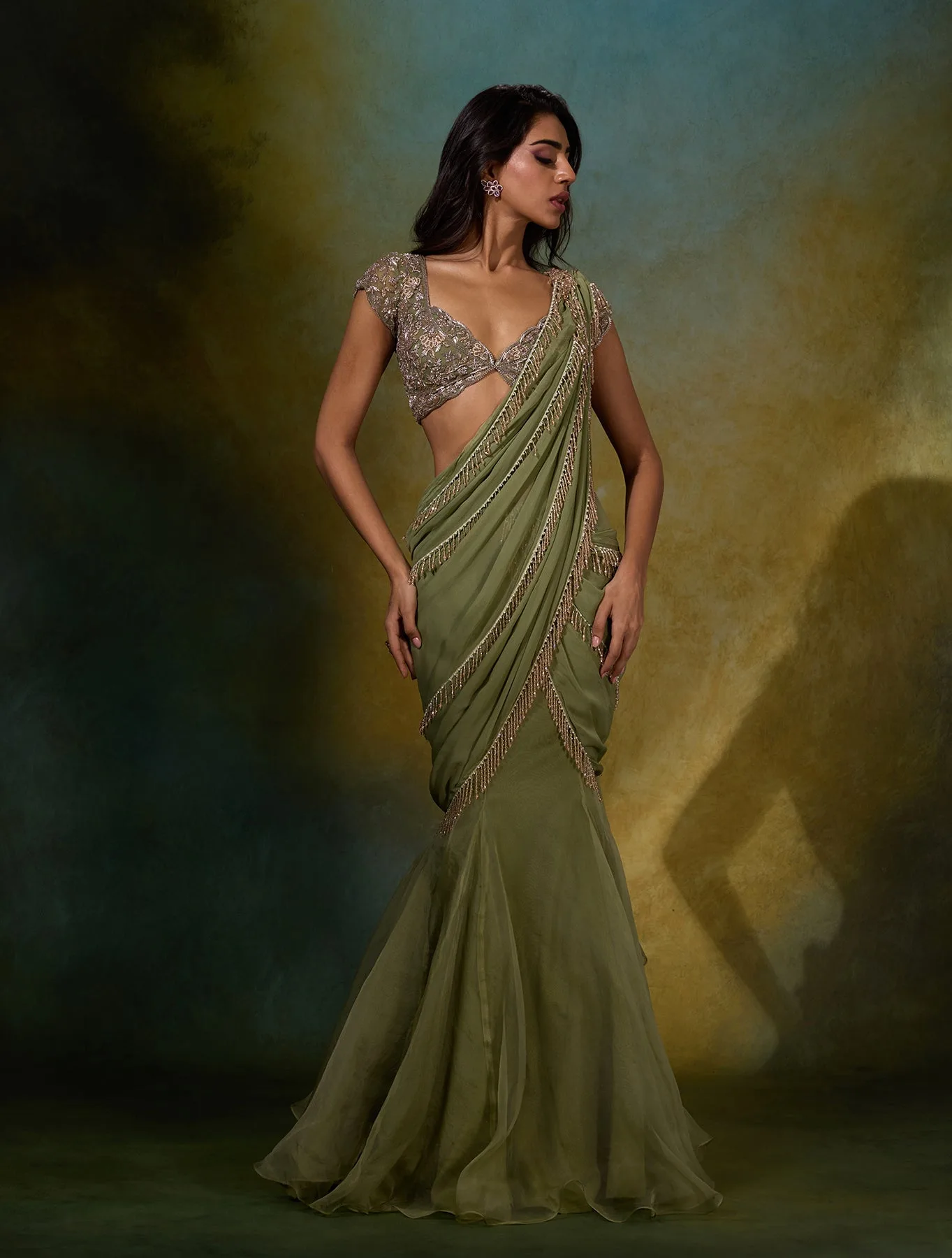 Isola by Shloka Khialani, champagne lehenga, view 3
