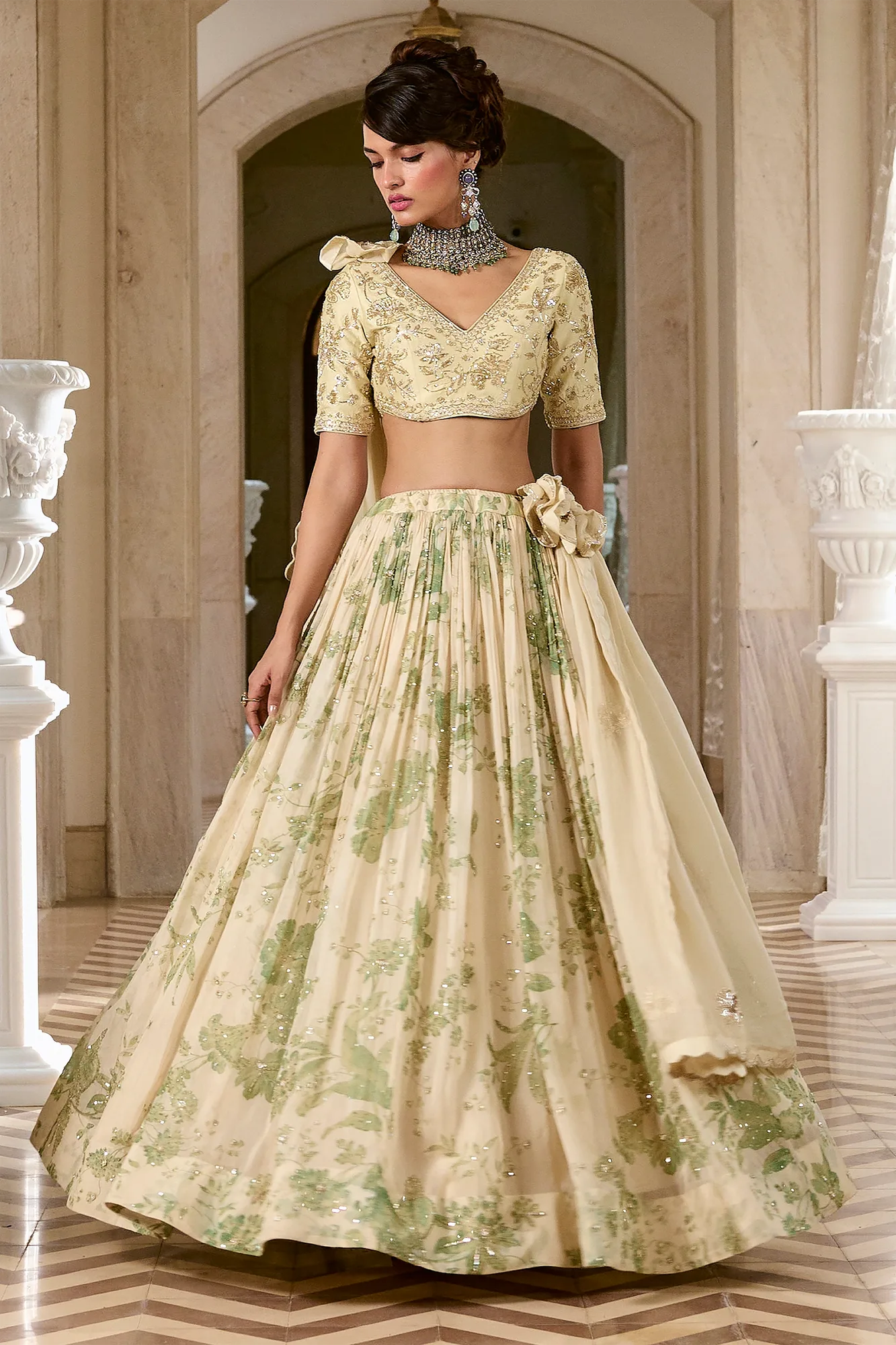Emiko Lehenga Set by Paulmi And Harsh in ivory