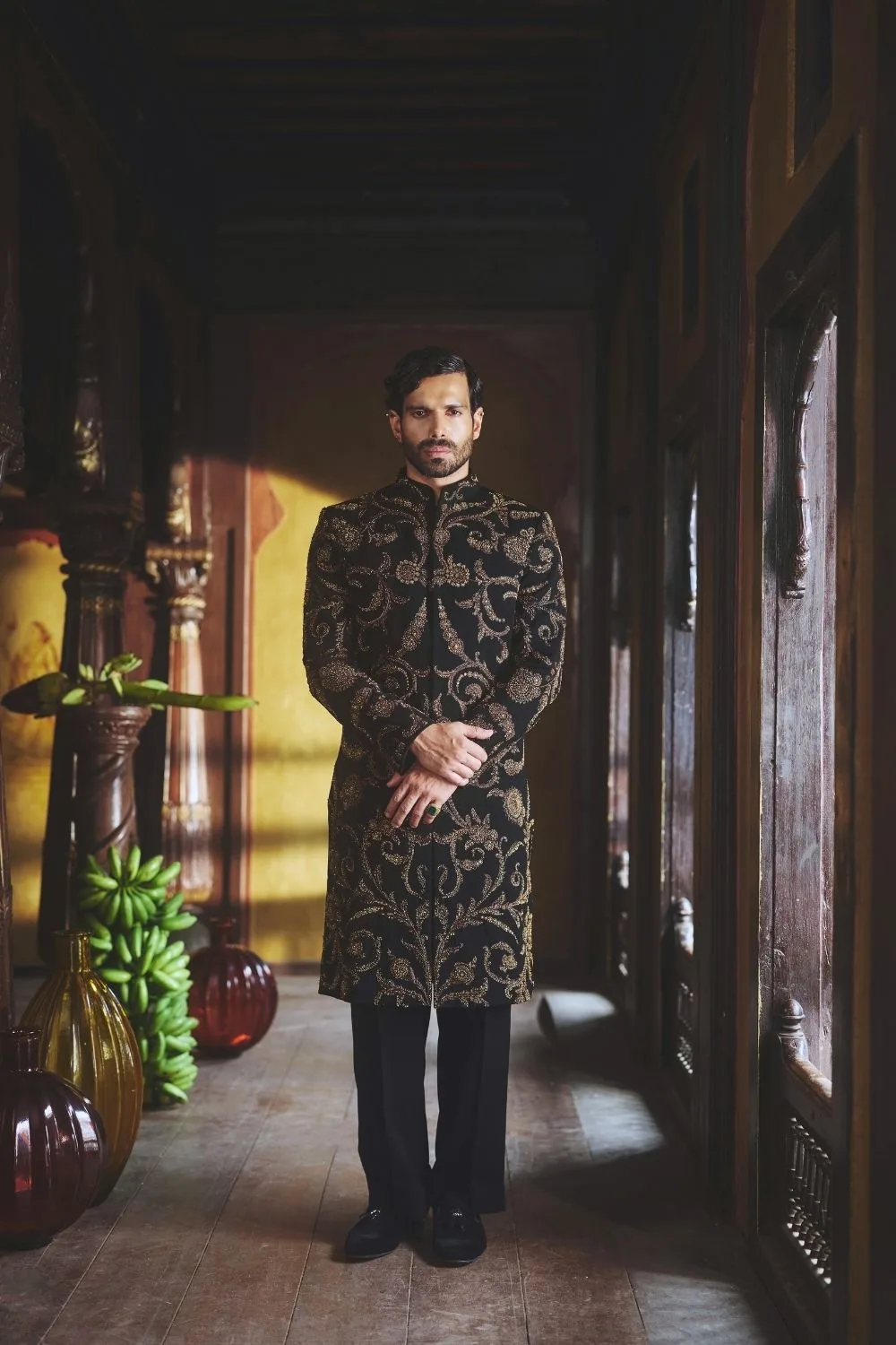 Suvrat Sherwani by Jigar Mali in black