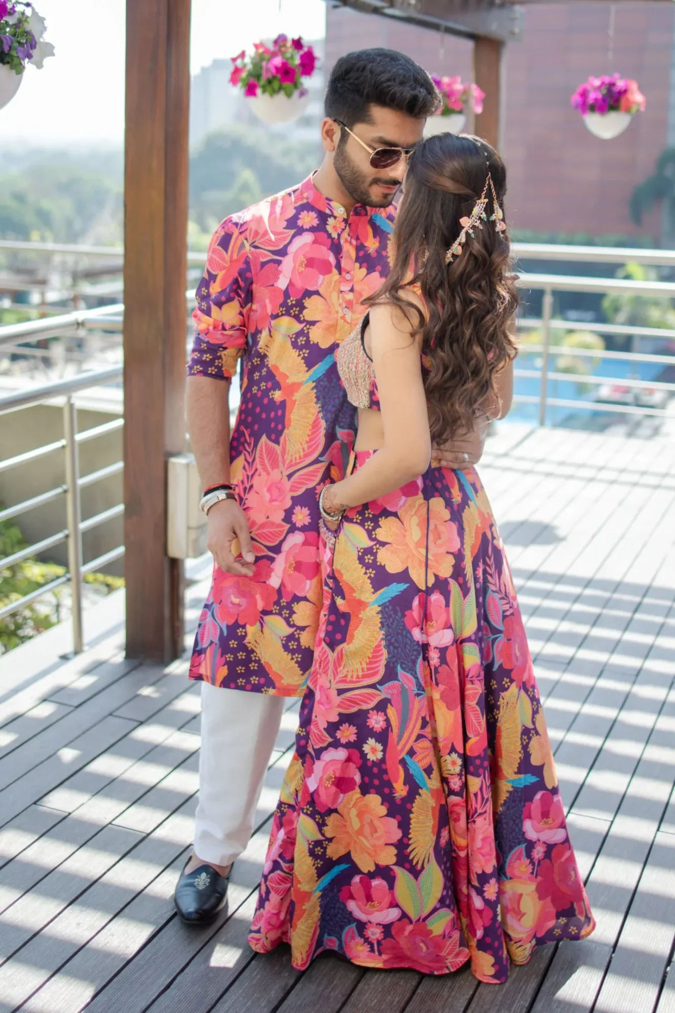 Tamanna & Parth in Custom Swirl Set by Rishi and Vibhuti