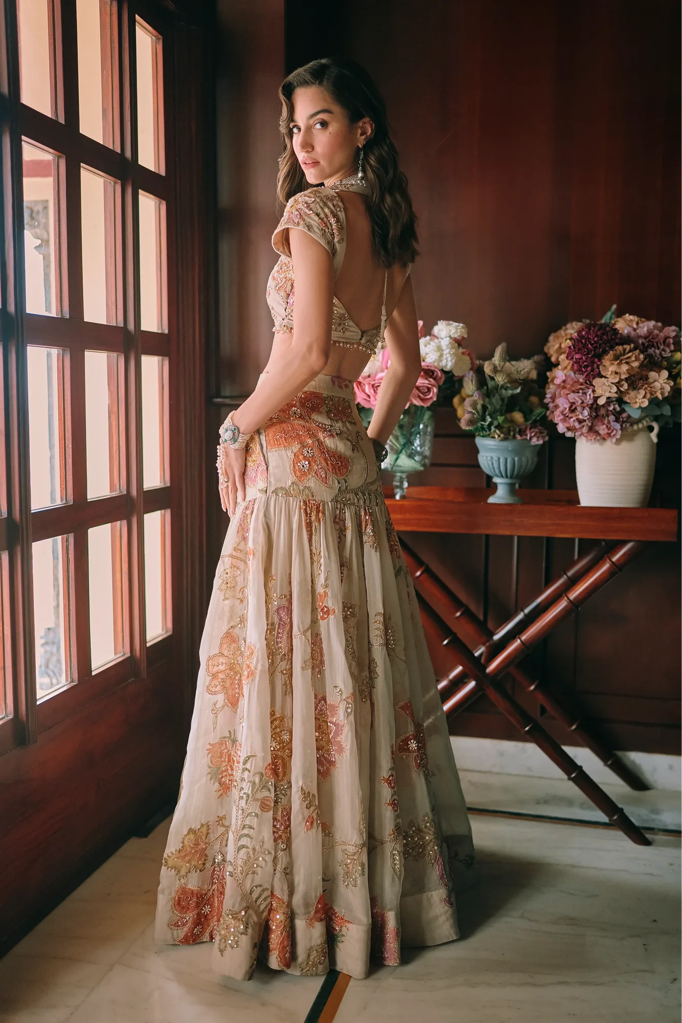 Maelis Lehenga Set by Paulmi And Harsh in ivory, view 2