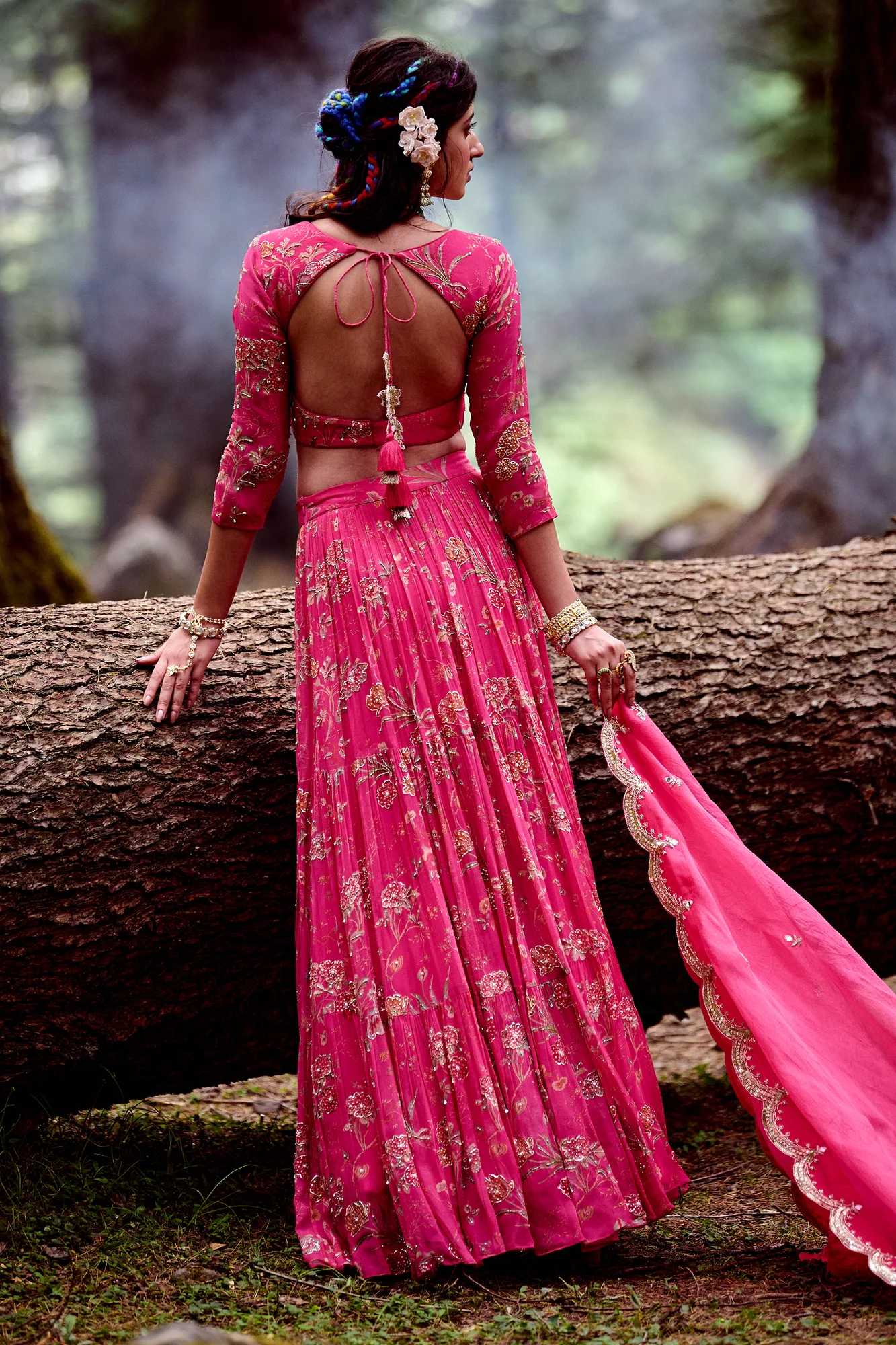Garance Lehenga Set by Paulmi And Harsh in pink, view 2