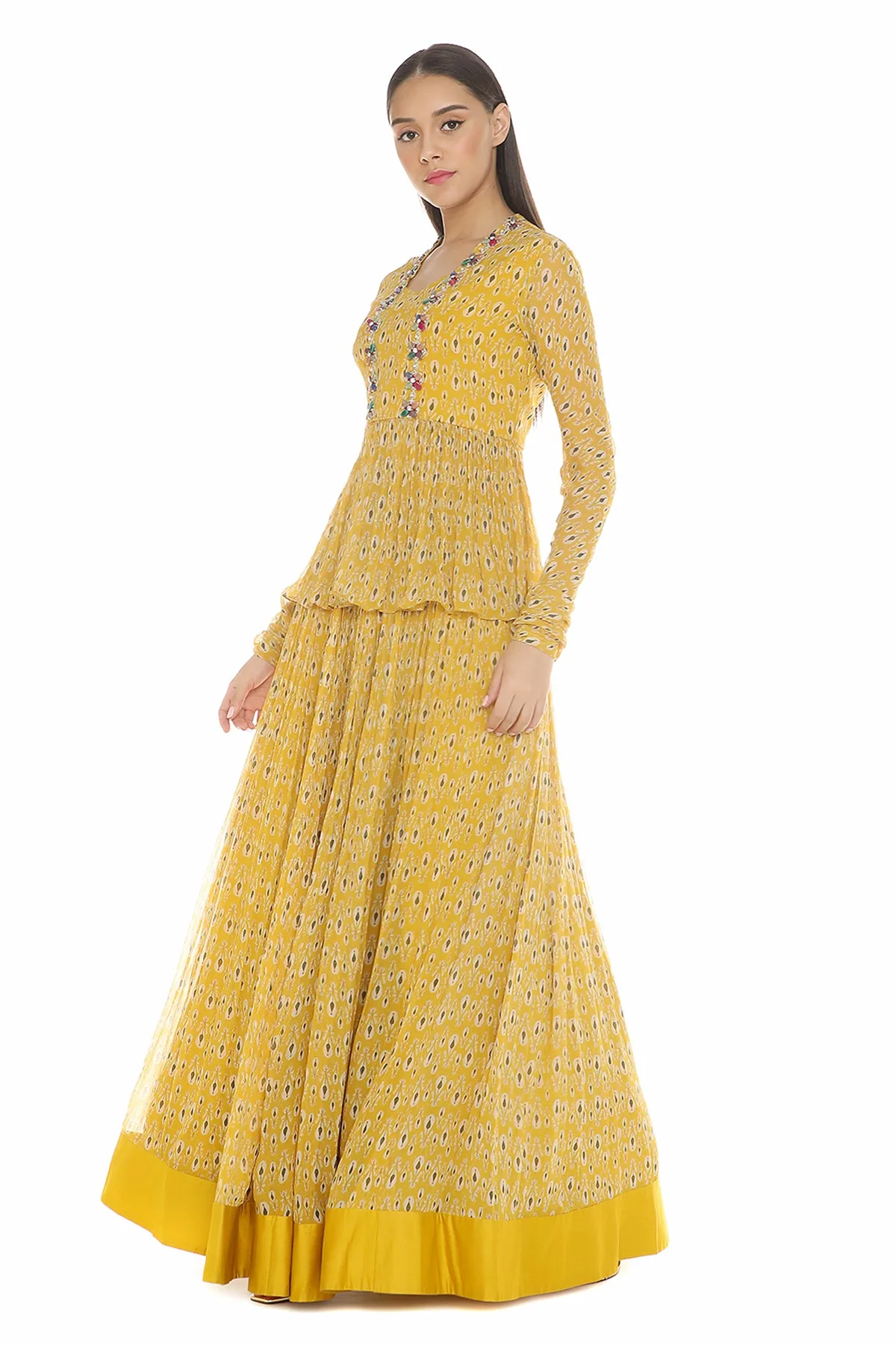 Ziba by Ridhi Mehra, yellow lehenga, view 2