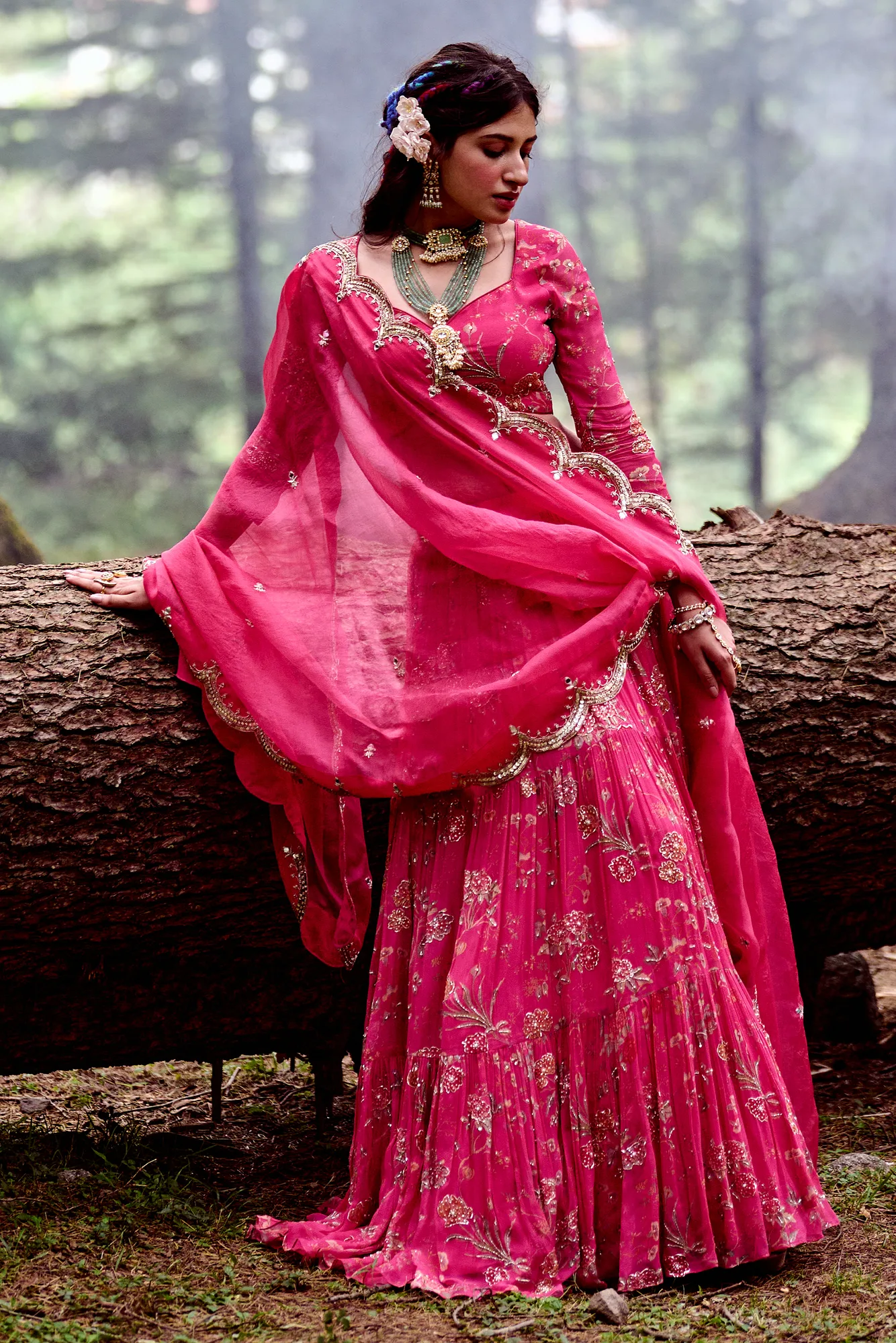 Garance Lehenga Set by Paulmi And Harsh in pink
