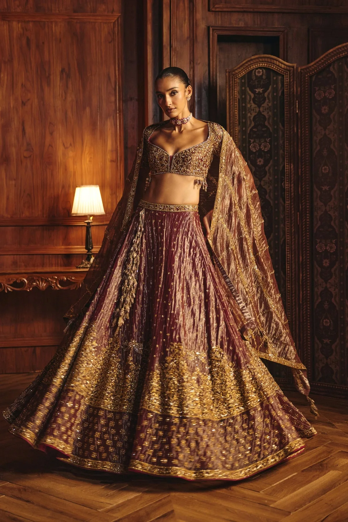 Tasneem by Mahima Mahajan, red lehenga