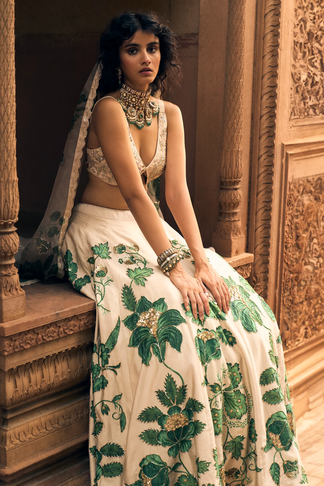 Ever Lehenga Set by Paulmi And Harsh in ivory, view 3