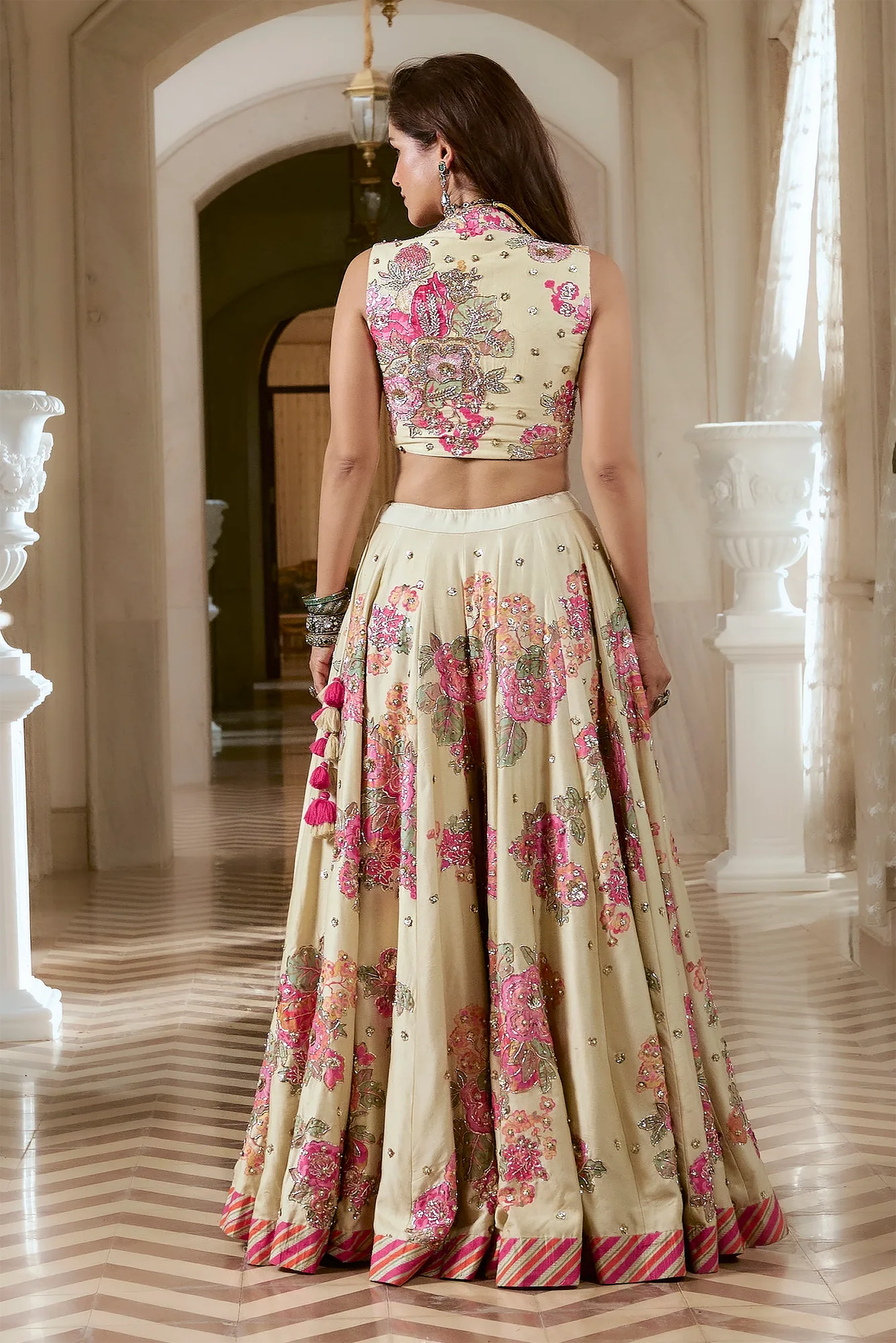 Corinna Lehenga Set by Paulmi And Harsh in ivory, view 2