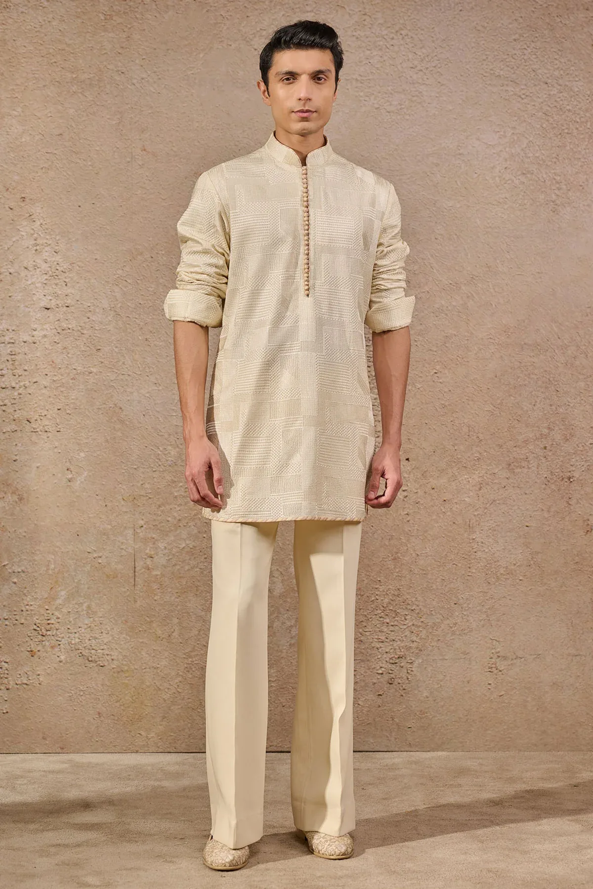 Languid Summer Abstract Resham Embroidered Bandhgala by Tarun Tahiliani