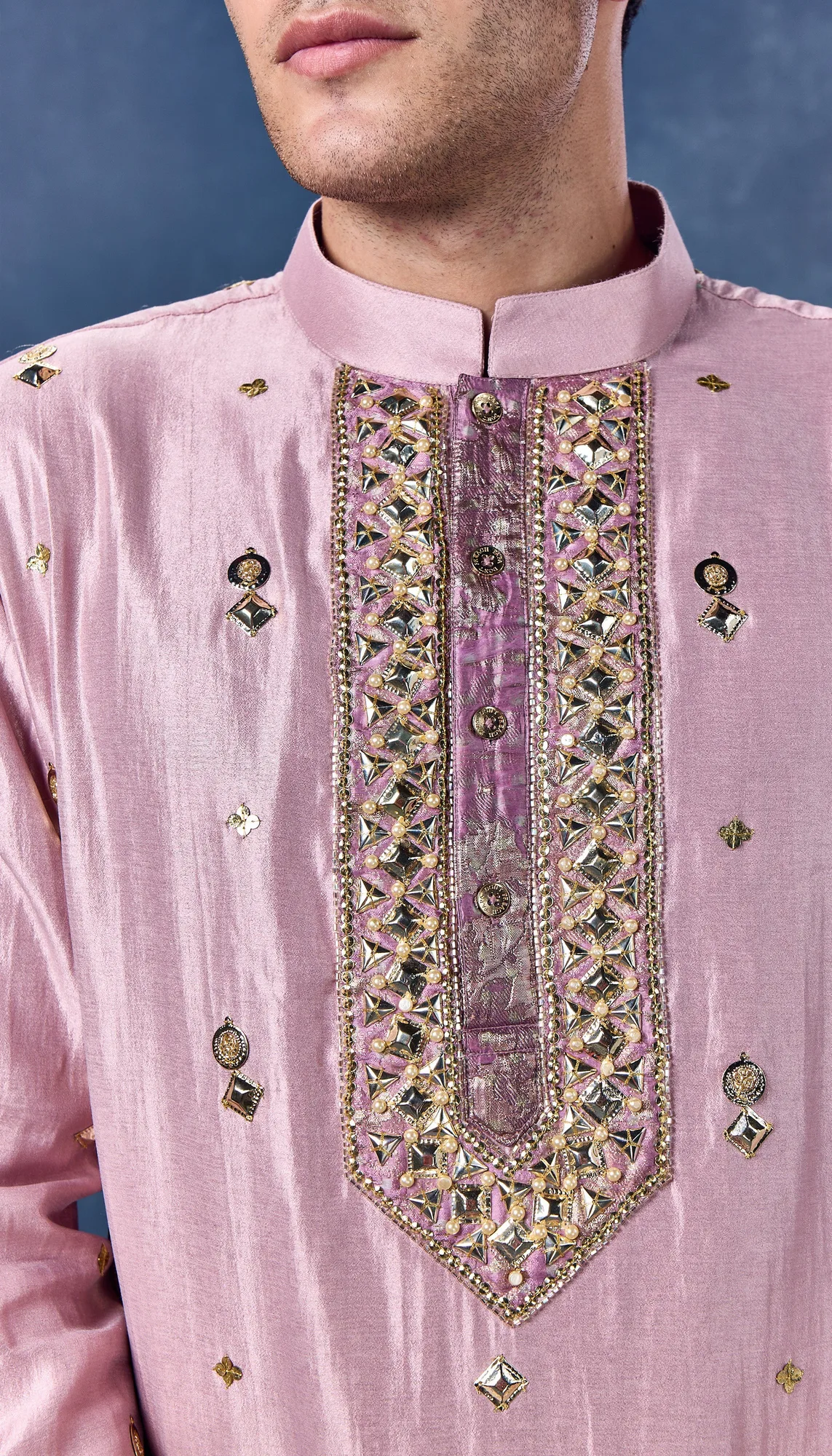 Quartz Crest - Kurta Set by Papa Don't Preach in pink, view 4