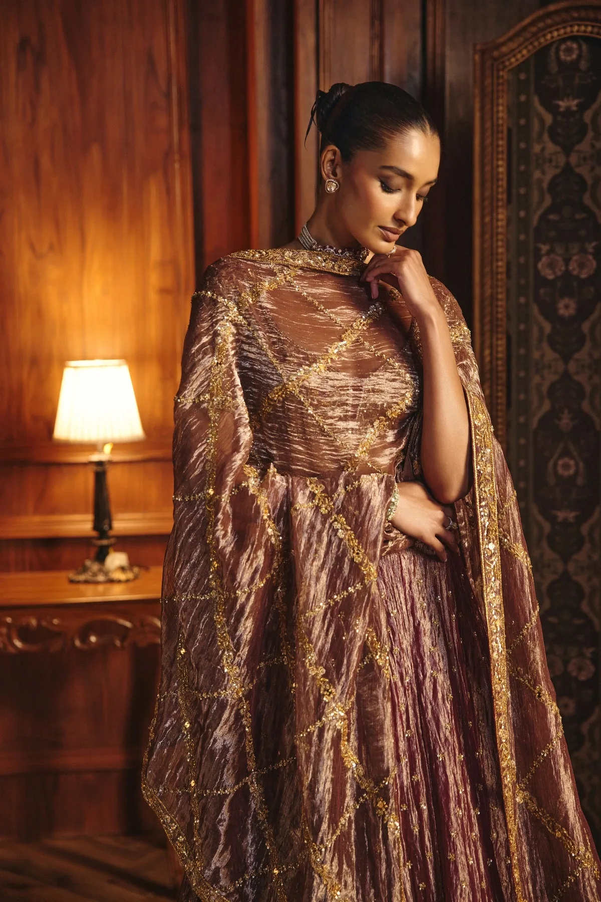 Tasneem by Mahima Mahajan, red lehenga, view 4