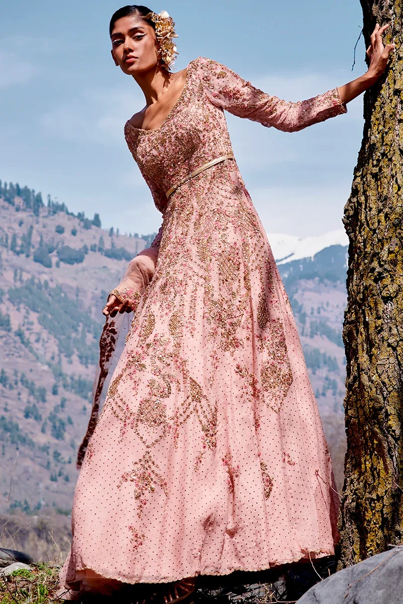 "Moiety" Kalidar Set with Tulle Dupatta by Dolly J
