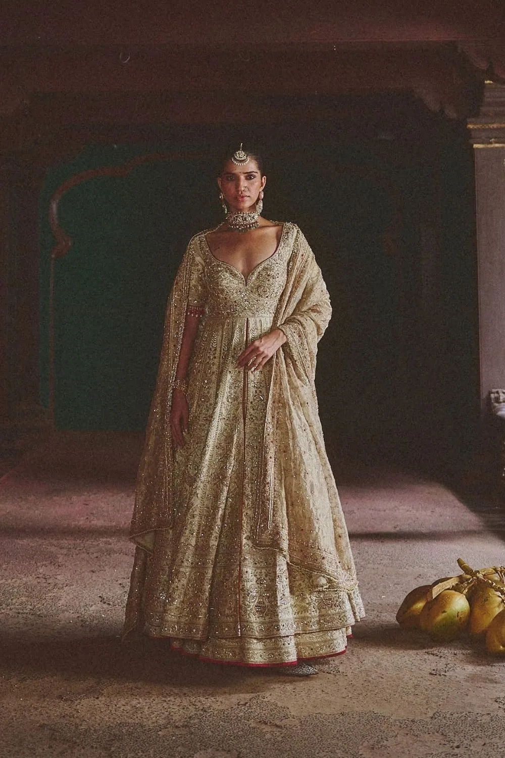 Tarangini Jacket Set by Jigar Mali in beige