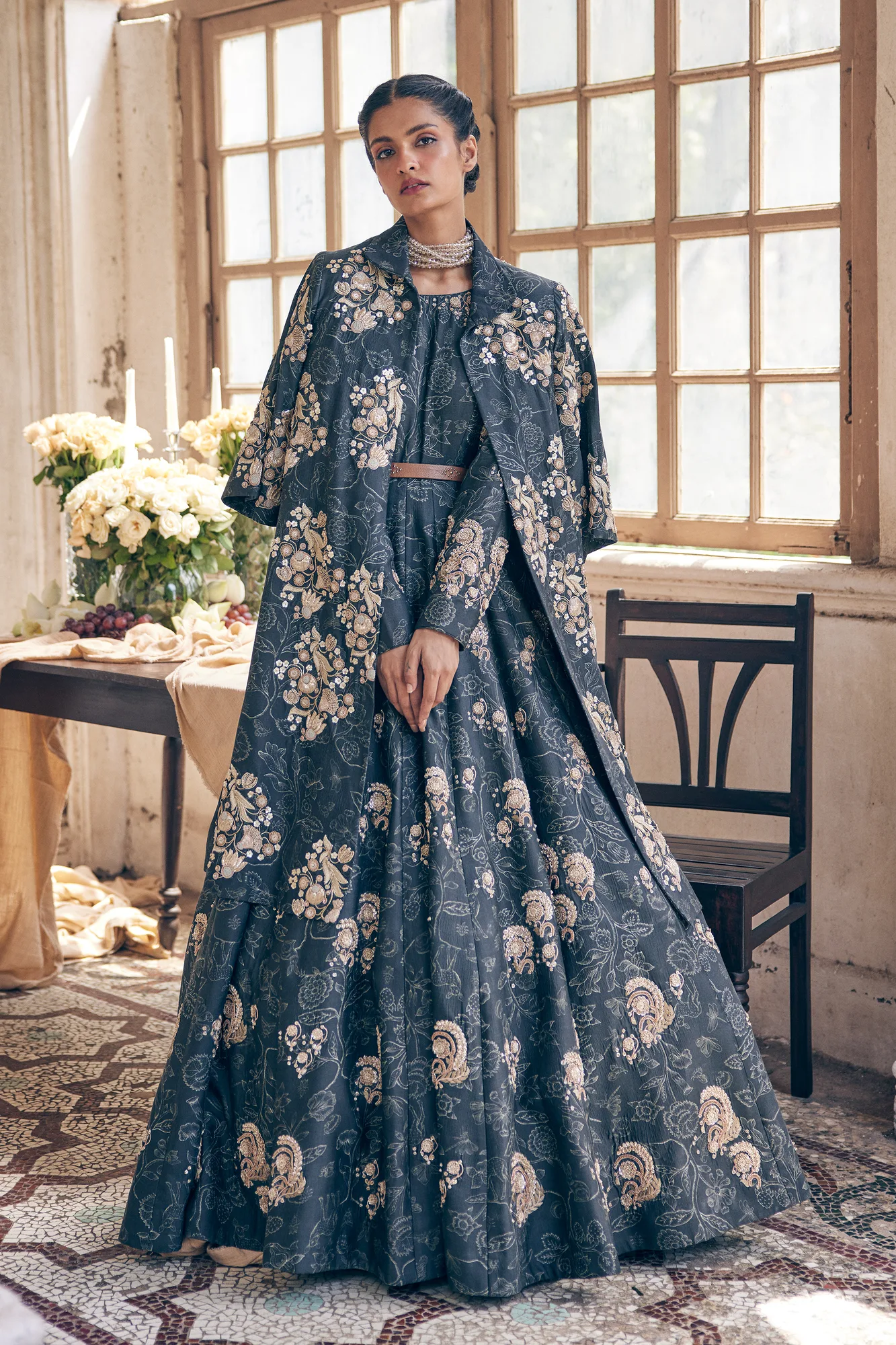 Brielle Anarkali Set by Paulmi And Harsh in black
