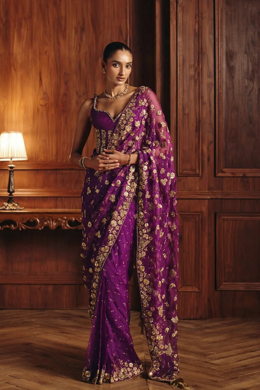 Aashna by Mahima Mahajan, purple sari