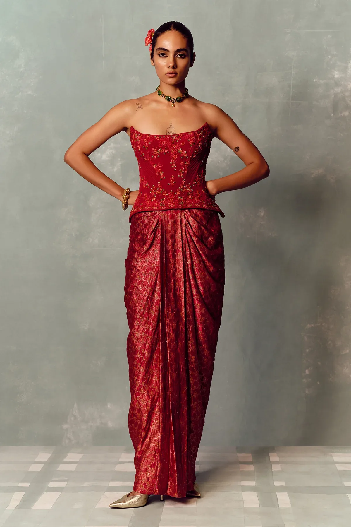 Scarlet Heirloom Corset and Skirt Set by Dolly J
