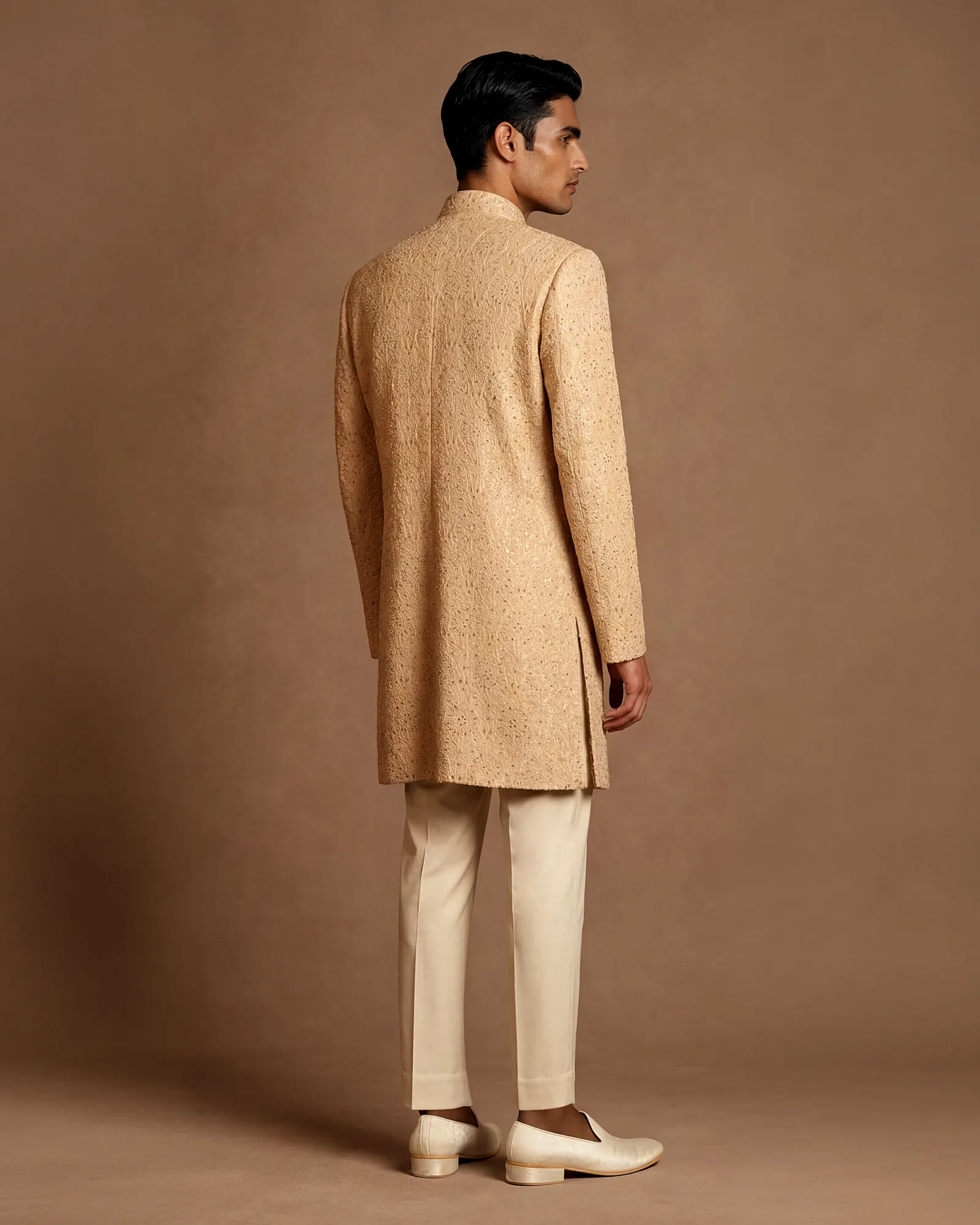 Fawn Sherwani, Kurta & Pant Set by Dolly J, view 4