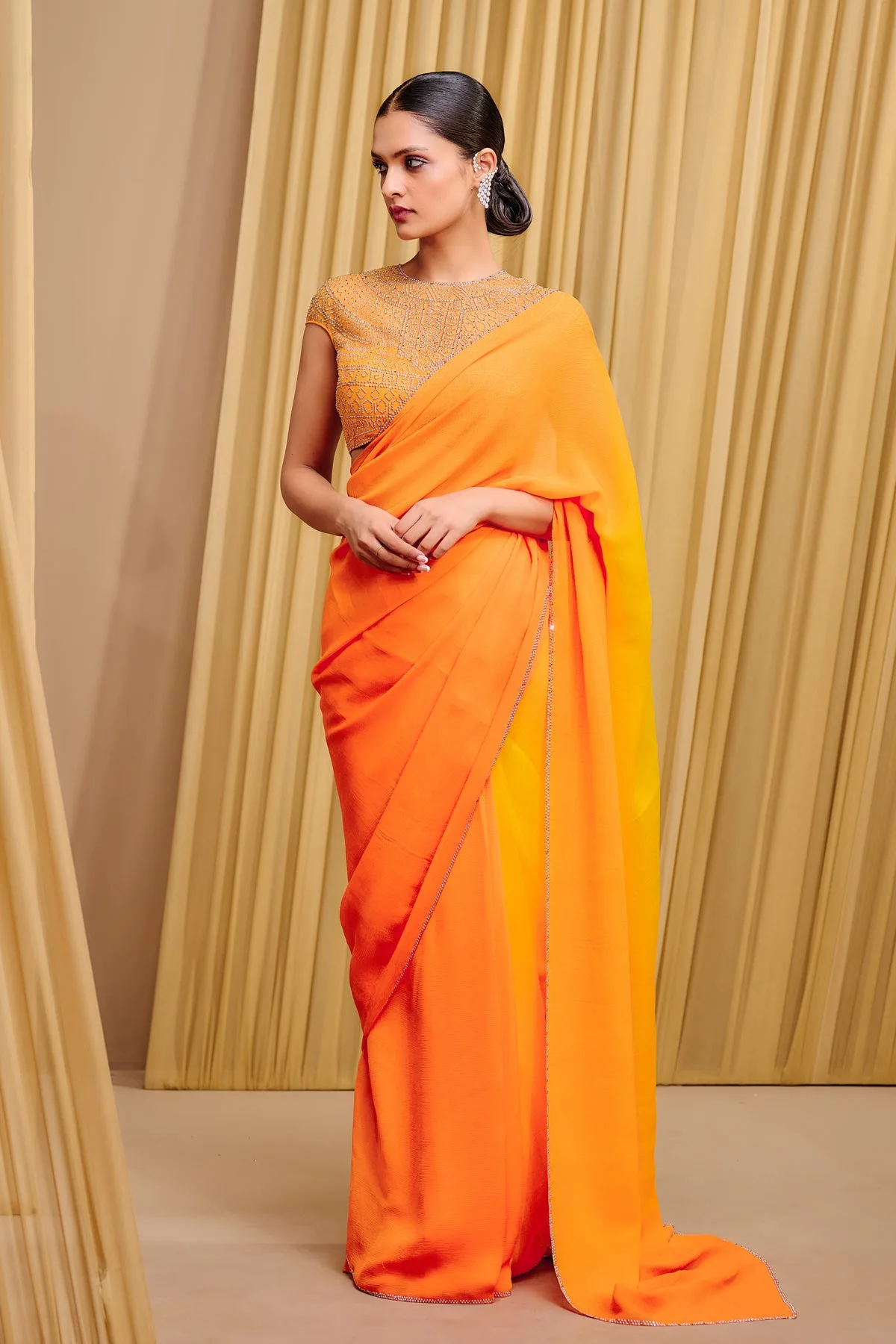 Signature Chiffon Saree and Crystallized Blouse by Tarun Tahiliani