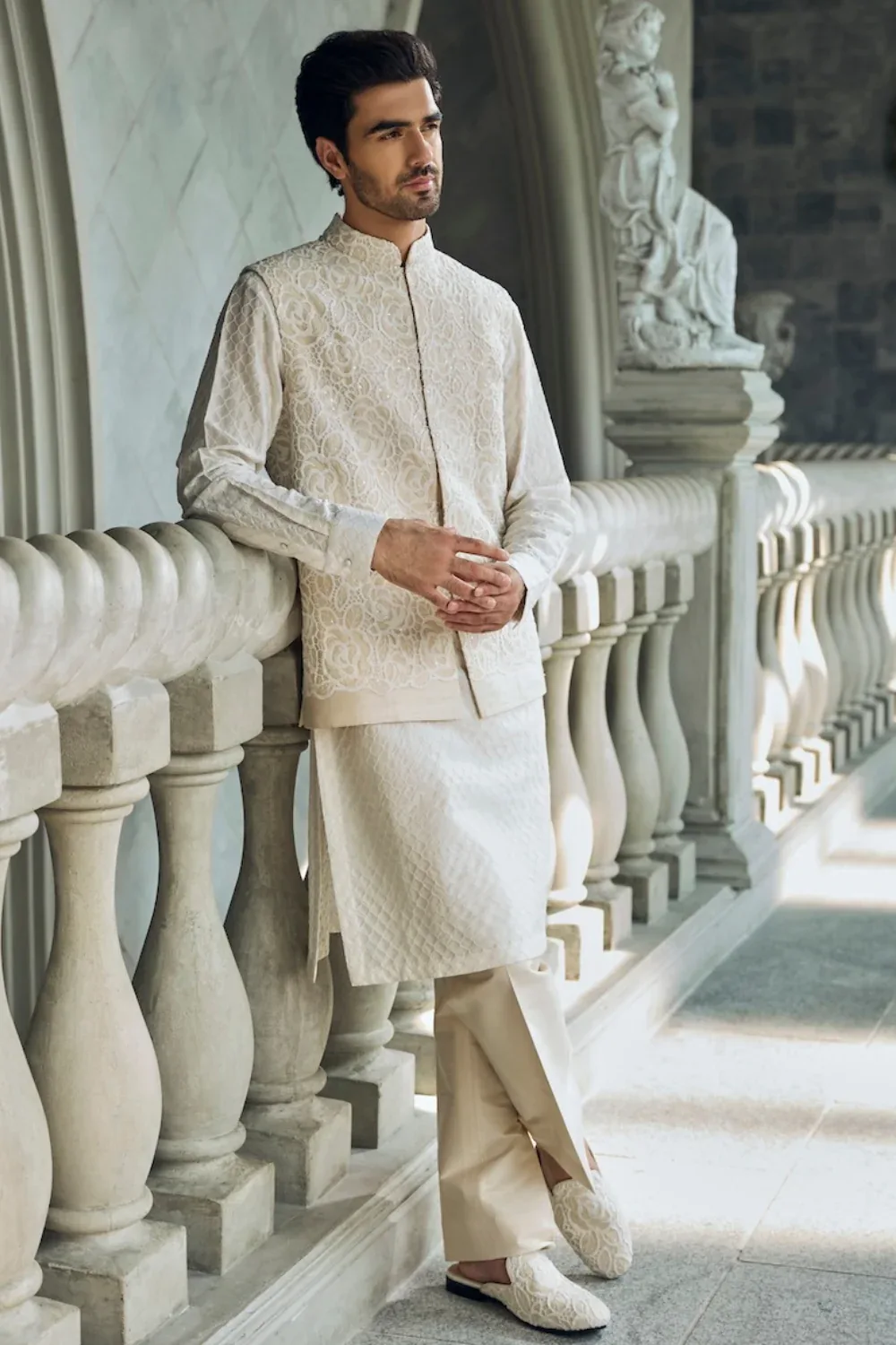 Beige Bundi Set by Seema Gujral