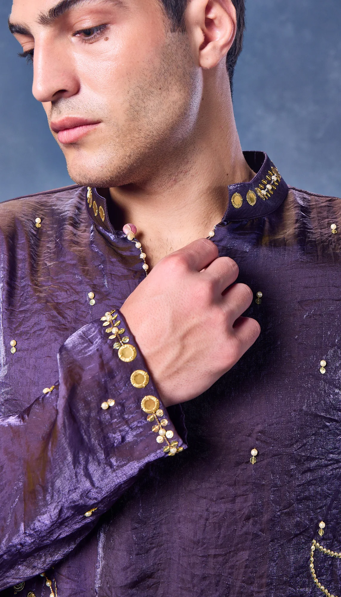 Gilded Paisely - Kurta Set by Papa Don't Preach in purple, view 4