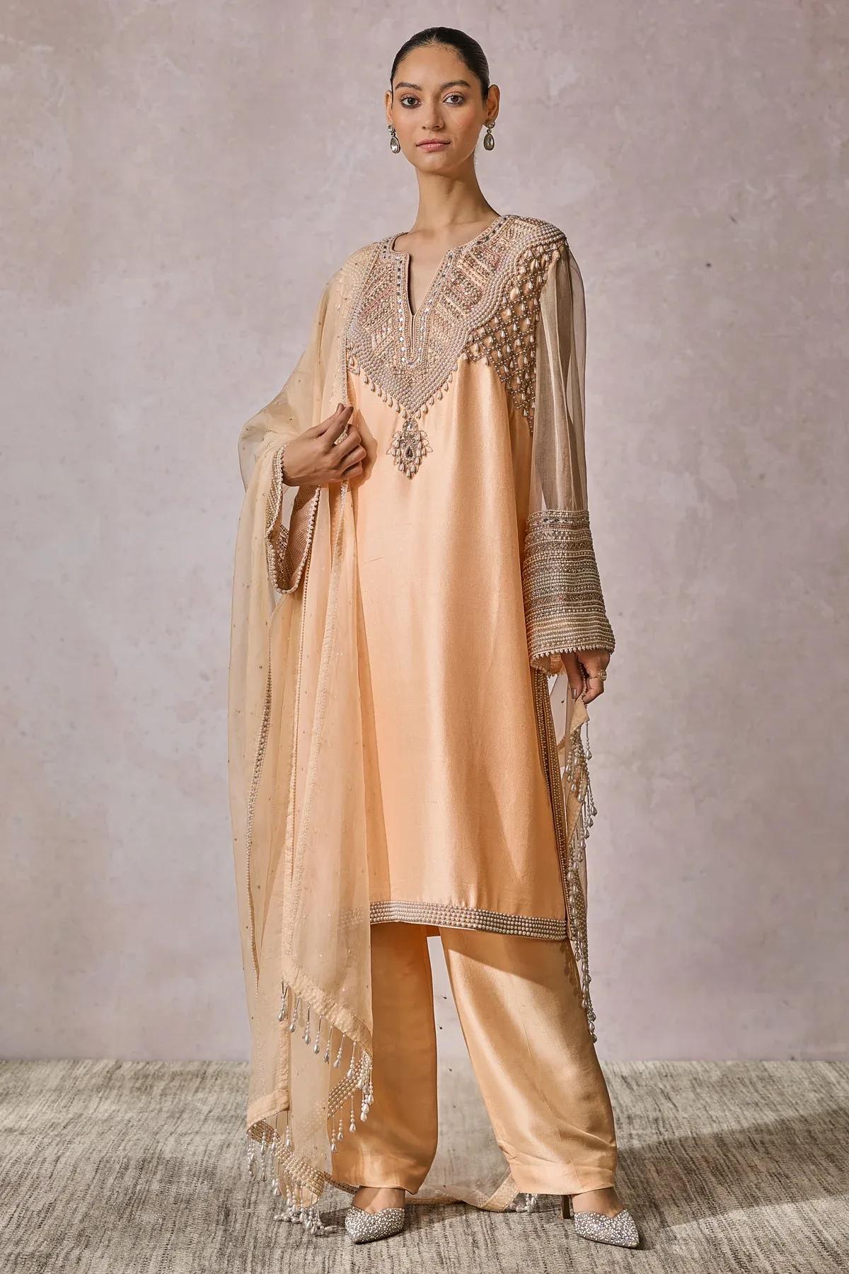 SOL Kurta Trousers Dupatta by Tarun Tahiliani