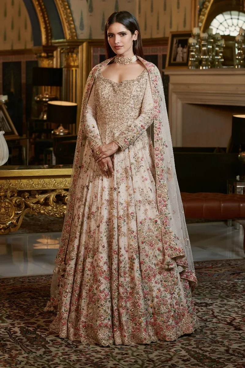 "Swahili" Chiffon Full Length Bridal Kalidar Set by Dolly J