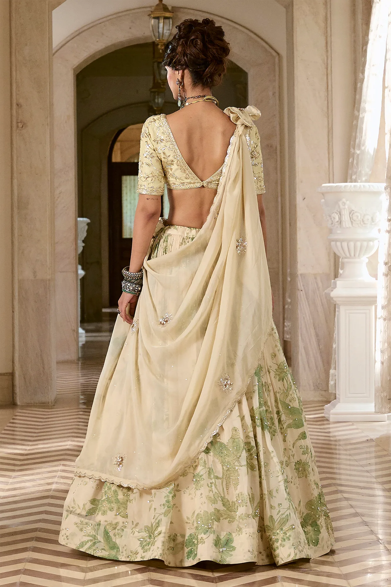 Emiko Lehenga Set by Paulmi And Harsh in ivory, view 2