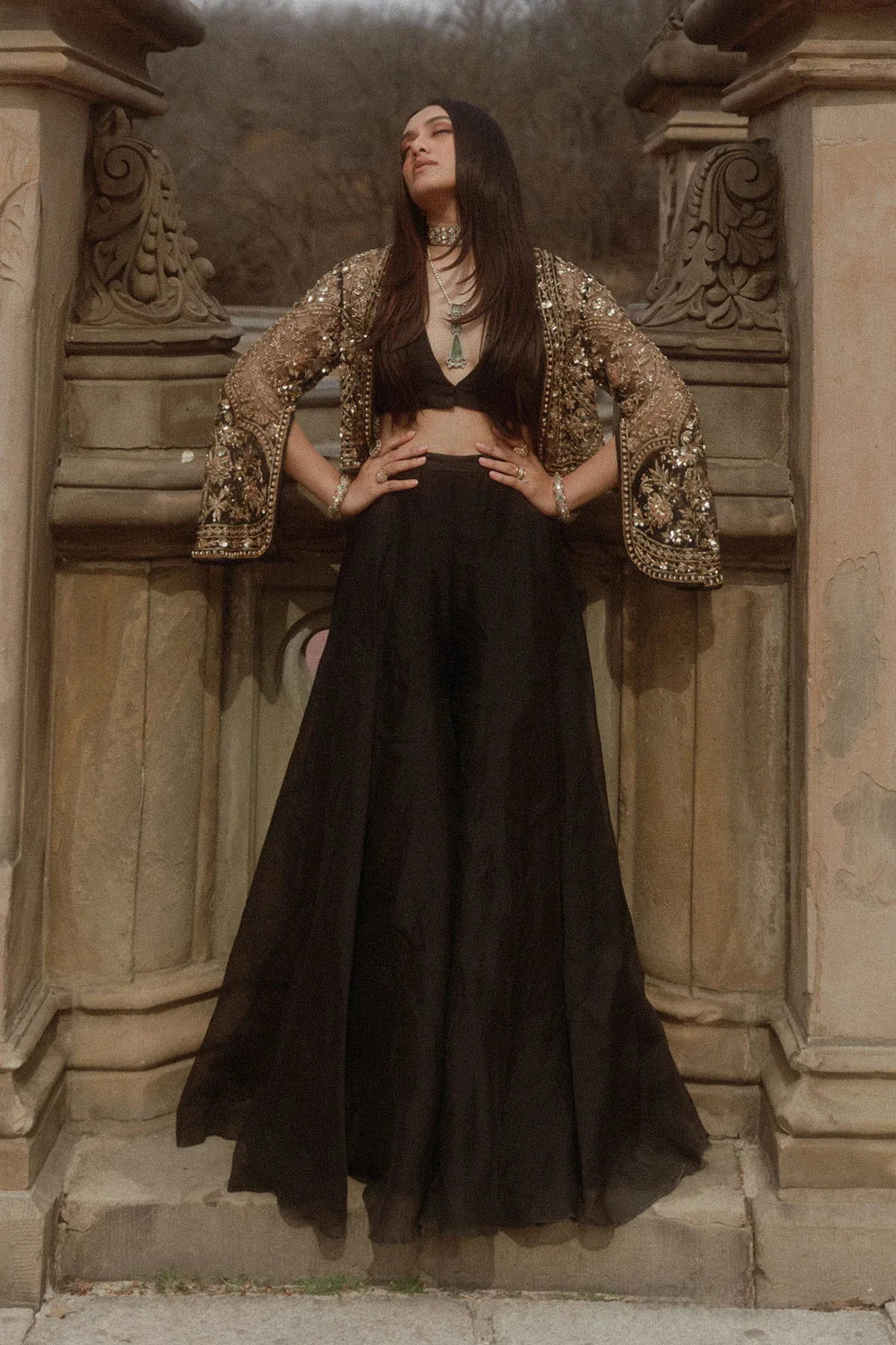 Jully Patel in Front Row Sharara Jacket Set by Ridhi Mehra