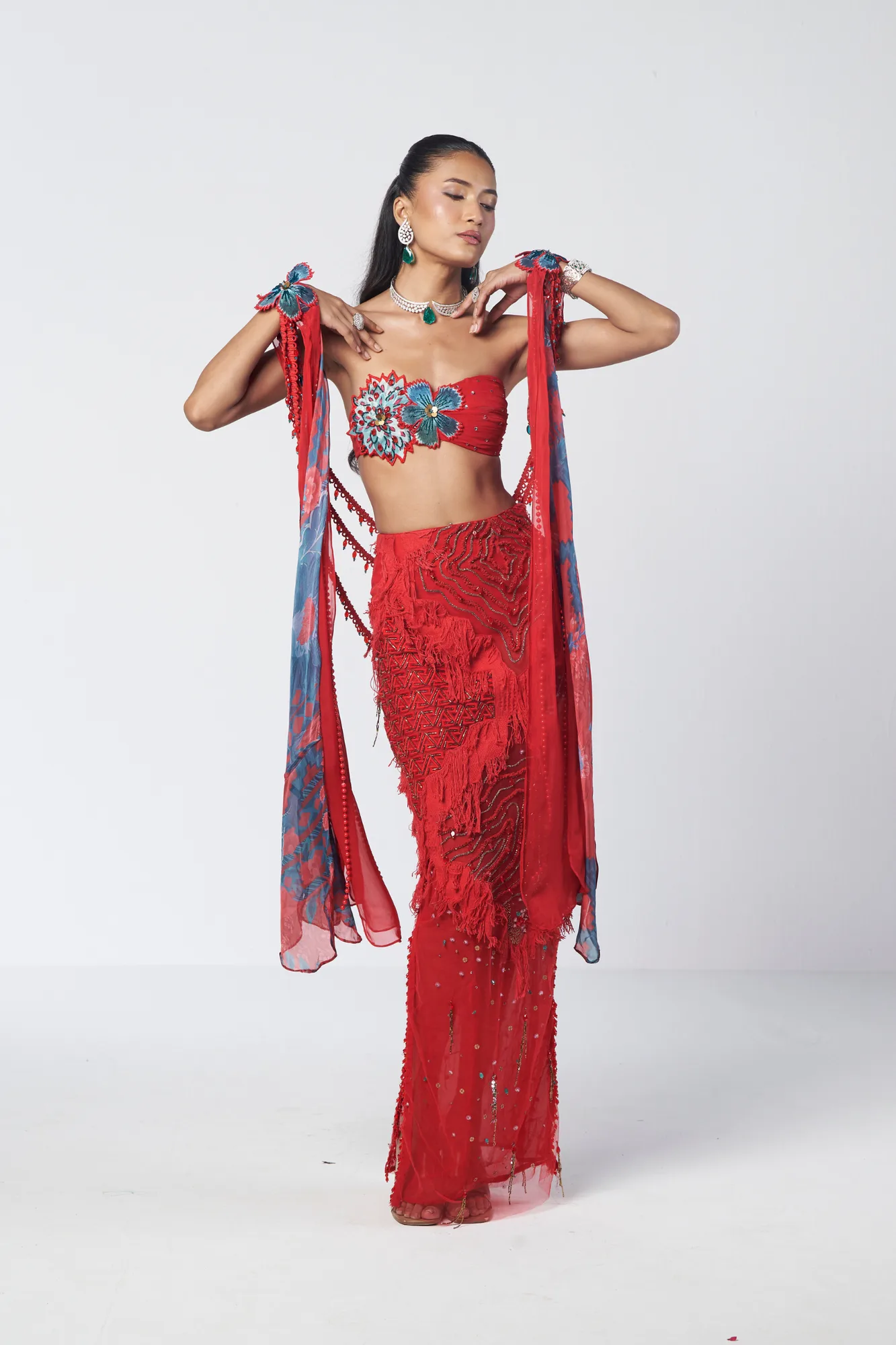 Scarlet Mehbooba Set by Rishi and Vibhuti
