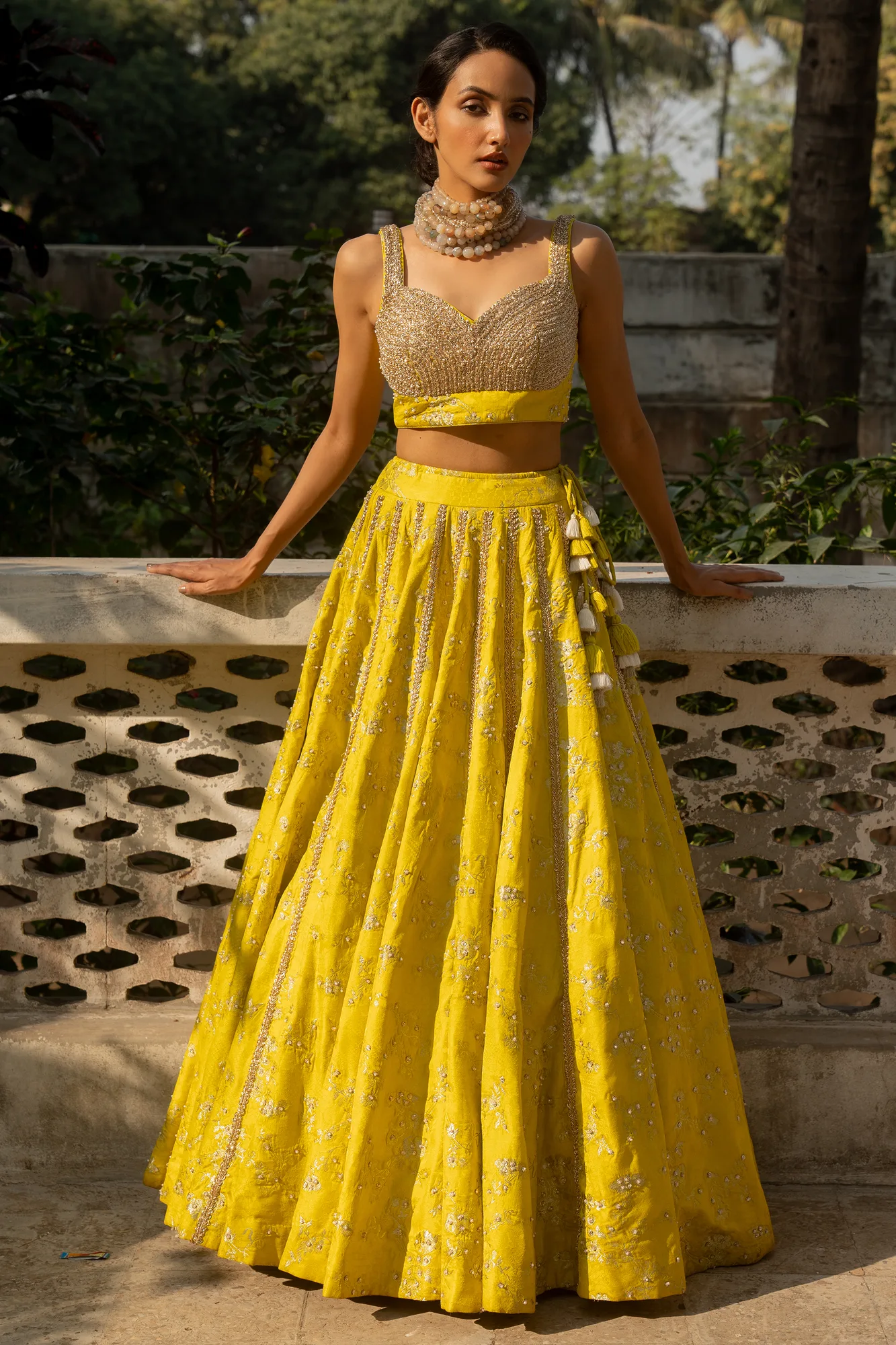 Adele Lehenga Set – Yellow by Paulmi And Harsh, view 2