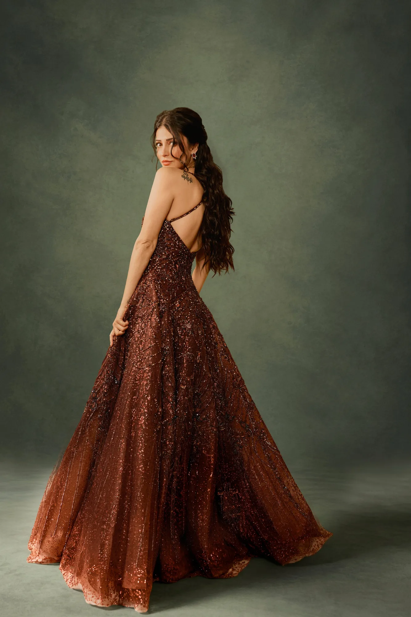 Shruti Hassan IN Celestial Plum Radiance Gown by Dolly J, view 4